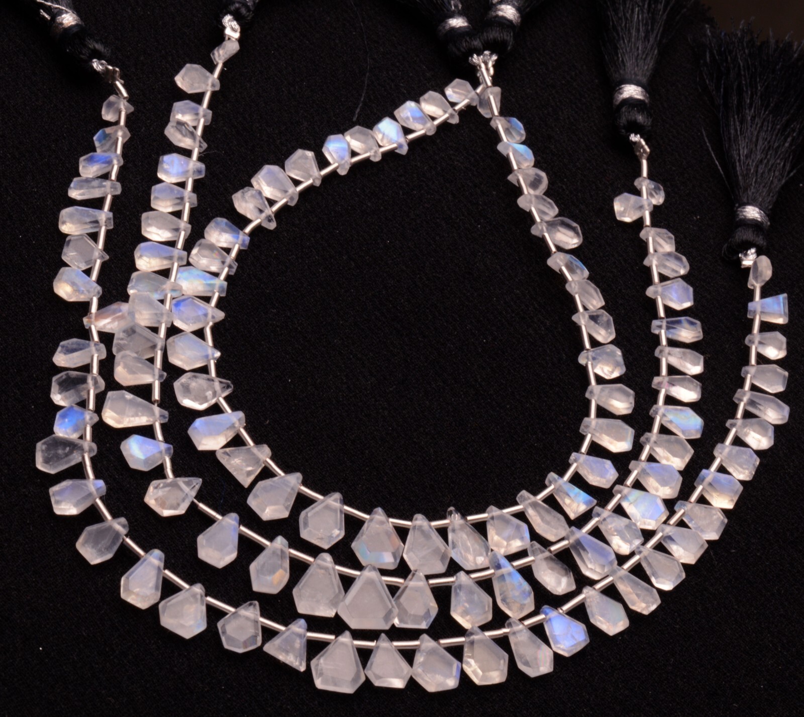 Blue Fire Rainbow Moonstone 5 to 8 mm Size Jewelry Making Beads 9″ Strand