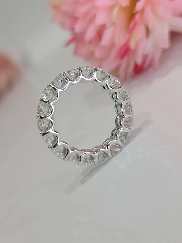 3 Carat Lab Grown Diamond Eternity Band Oval Cut 14k White Gold VVS E F CVD