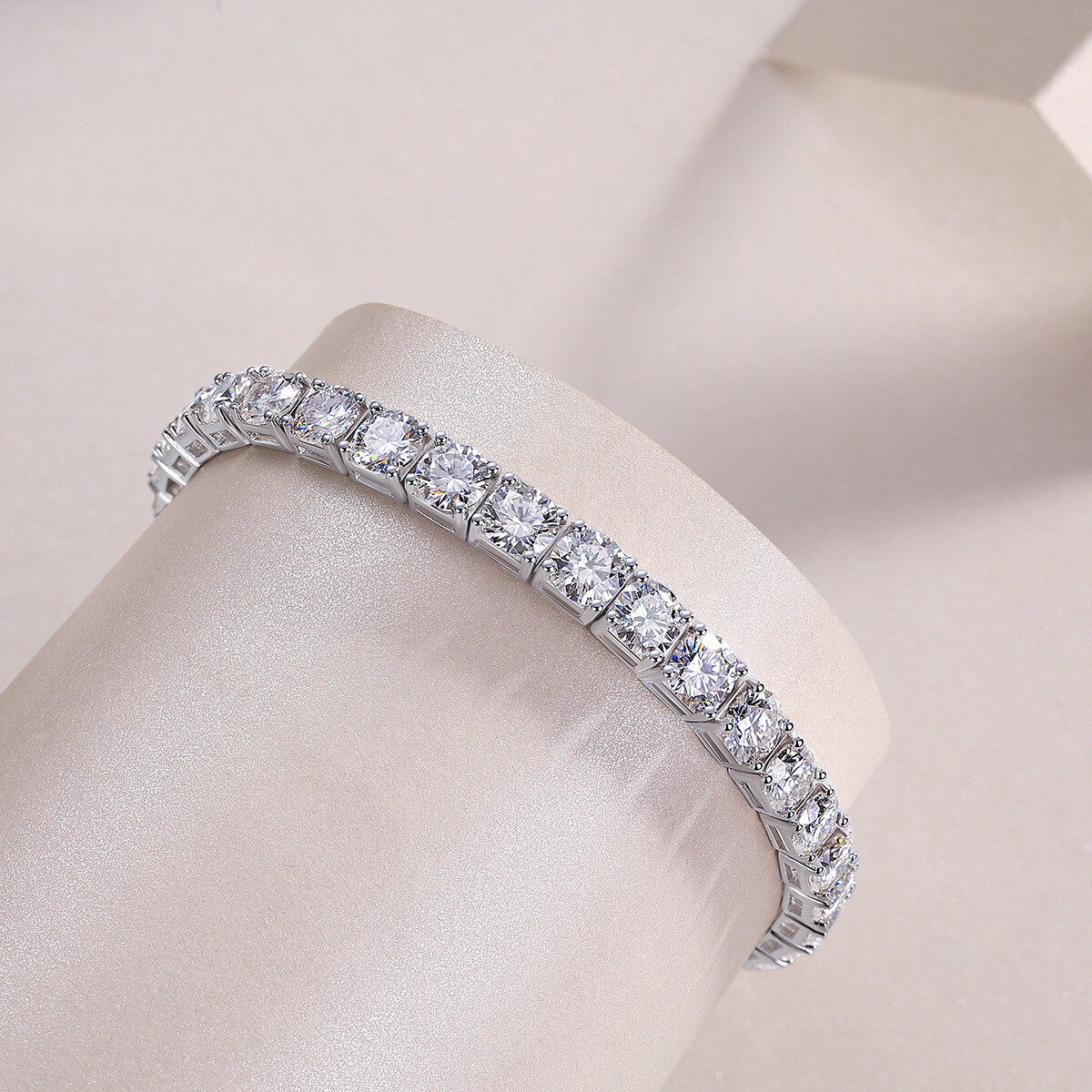 5MM Round Cut VVS1/D GRA Moissanite Tennis Bracelet Women 925 Sterling Silver