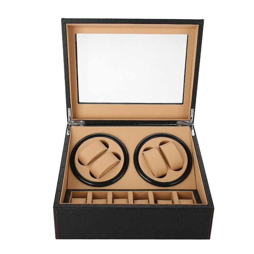 Automatic Watch Winder 4+6 Watch Display Box Quiet Motor Luxury Storage Case HOT