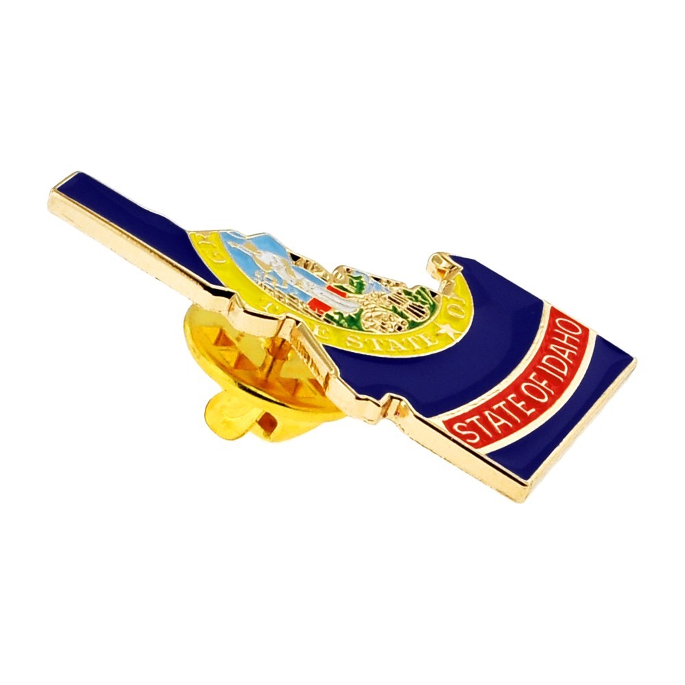 PinMart’s State Shape of Idaho and Idaho Flag Lapel Pin