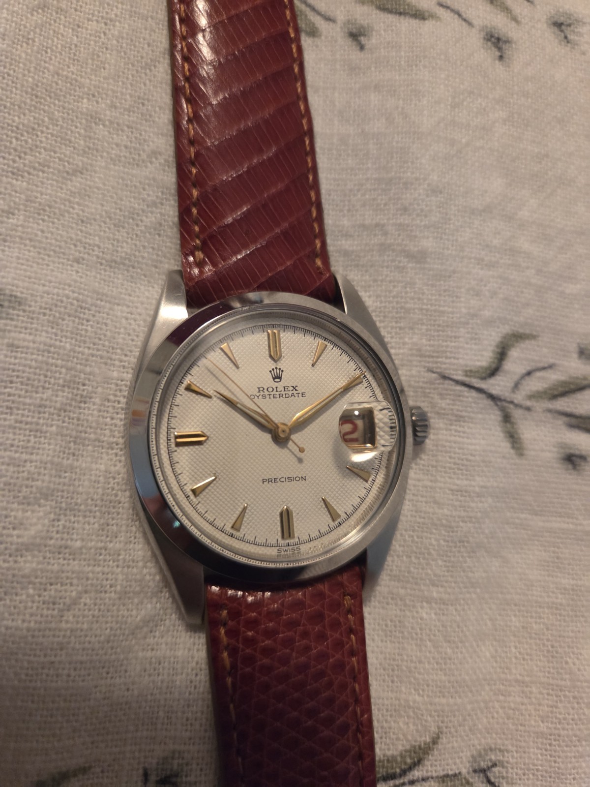 Rolex Oysterdate Precision 6494 Stainless Steel Honeycomb Dial