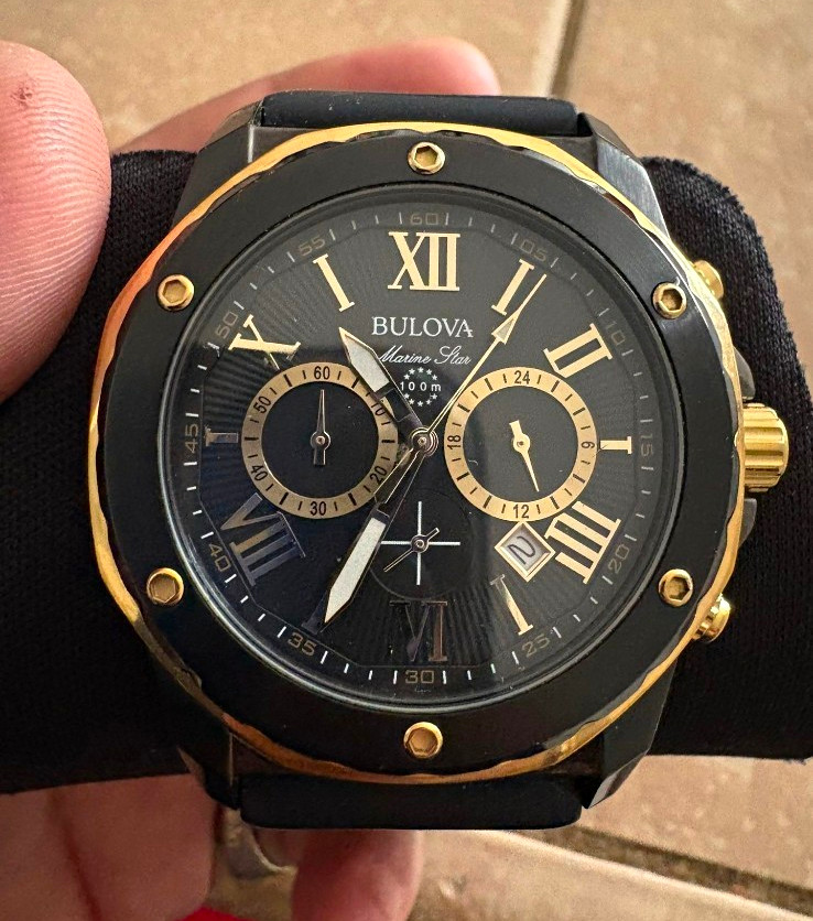 Bulova Marine Star Chronograph Quartz 100m Black/Gold Dial 44-47.9mm