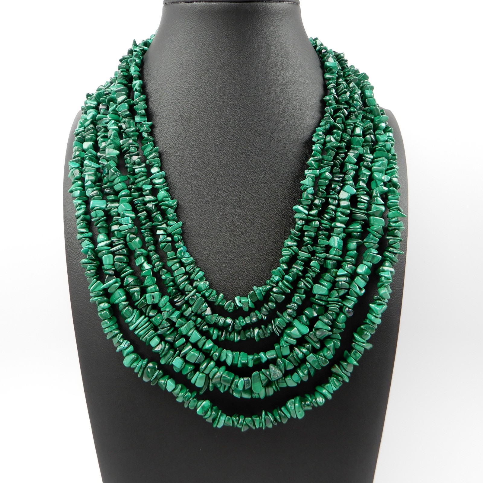 Mine Finds By Jay King 7 Strand Genuine Malachite Waterfall Necklace 18-21”