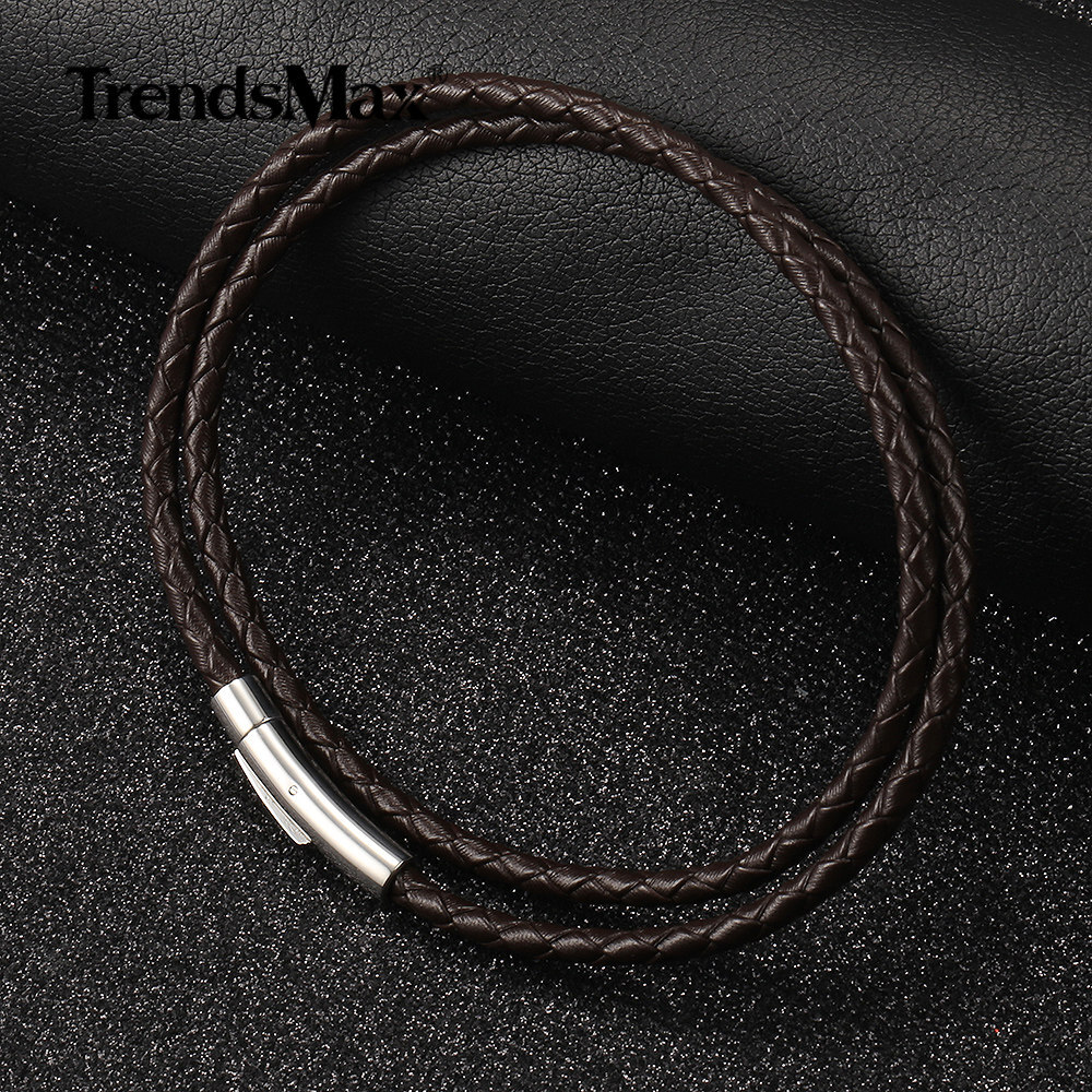 4/6MM Red/Brown/Black Braided Cord Rope Leather Necklace Choker Push Lock 16-30″