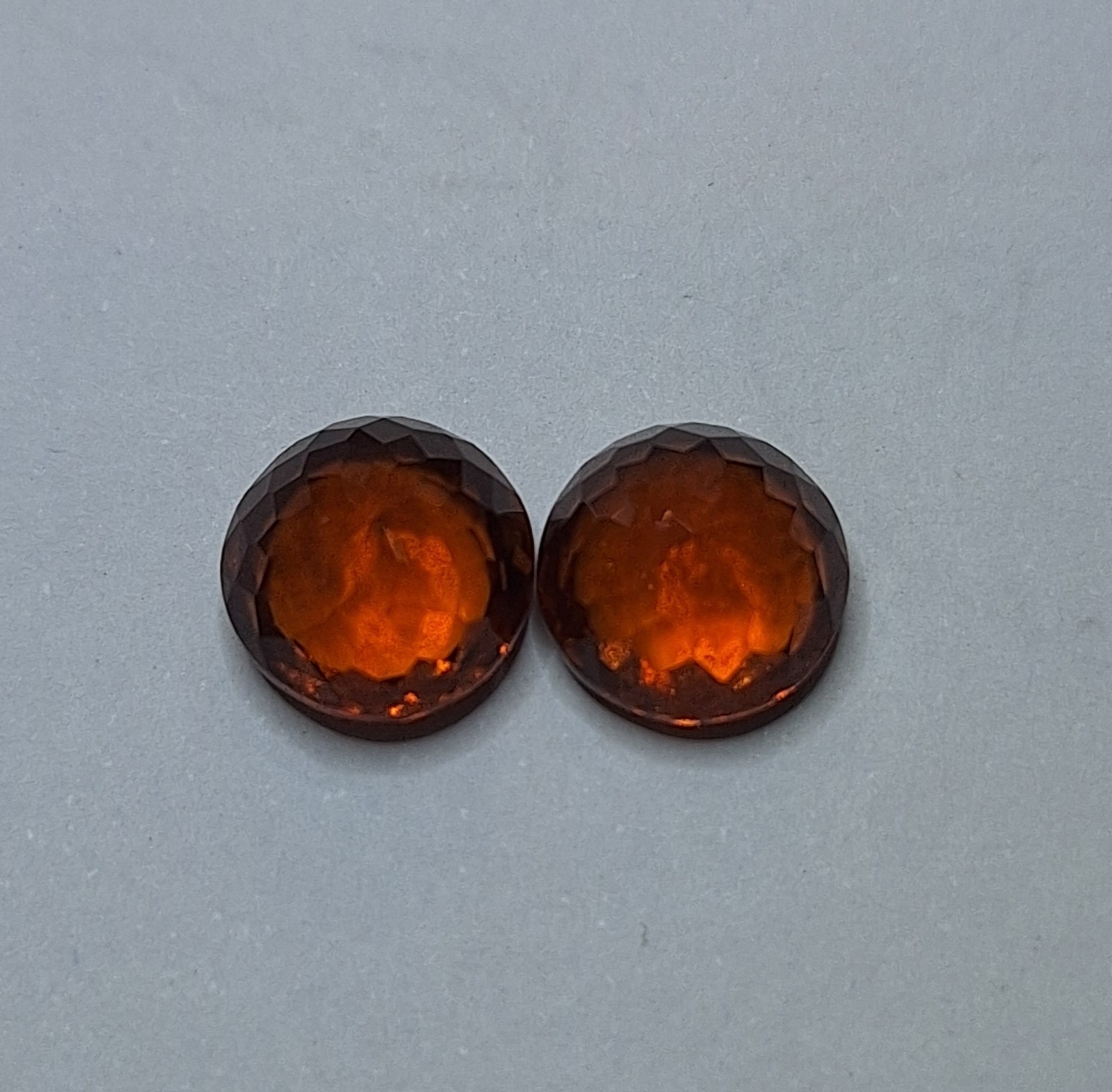 2/7.90 Cts Super Quality Natural Orange Color Hessonite Round Shape Gemstone