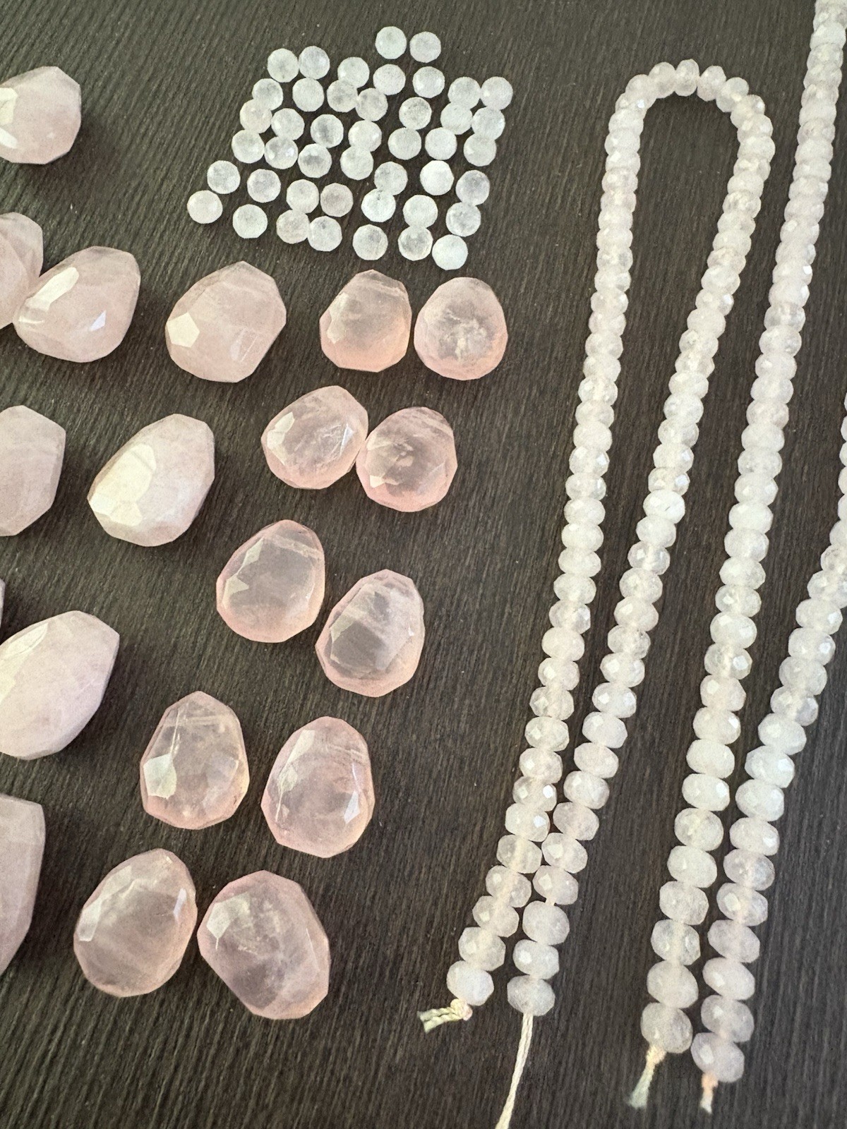LOT of Mixed Rose Quartz Drops Stones Beads Roundelle Faceted READ INFO