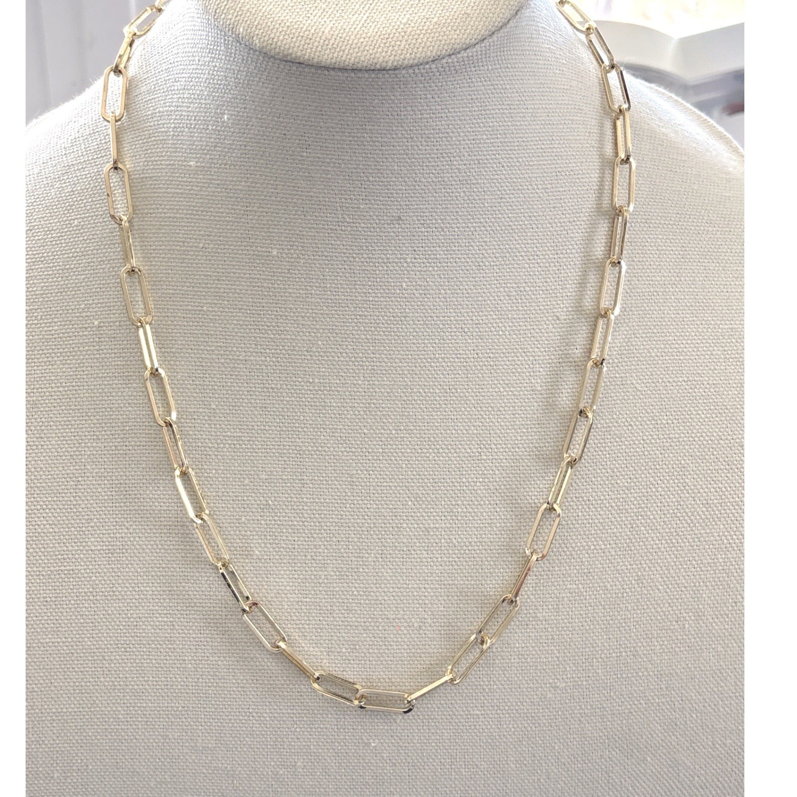 Necklace Gold Tone Metal Lobster Clasp Paperclip Link Style New