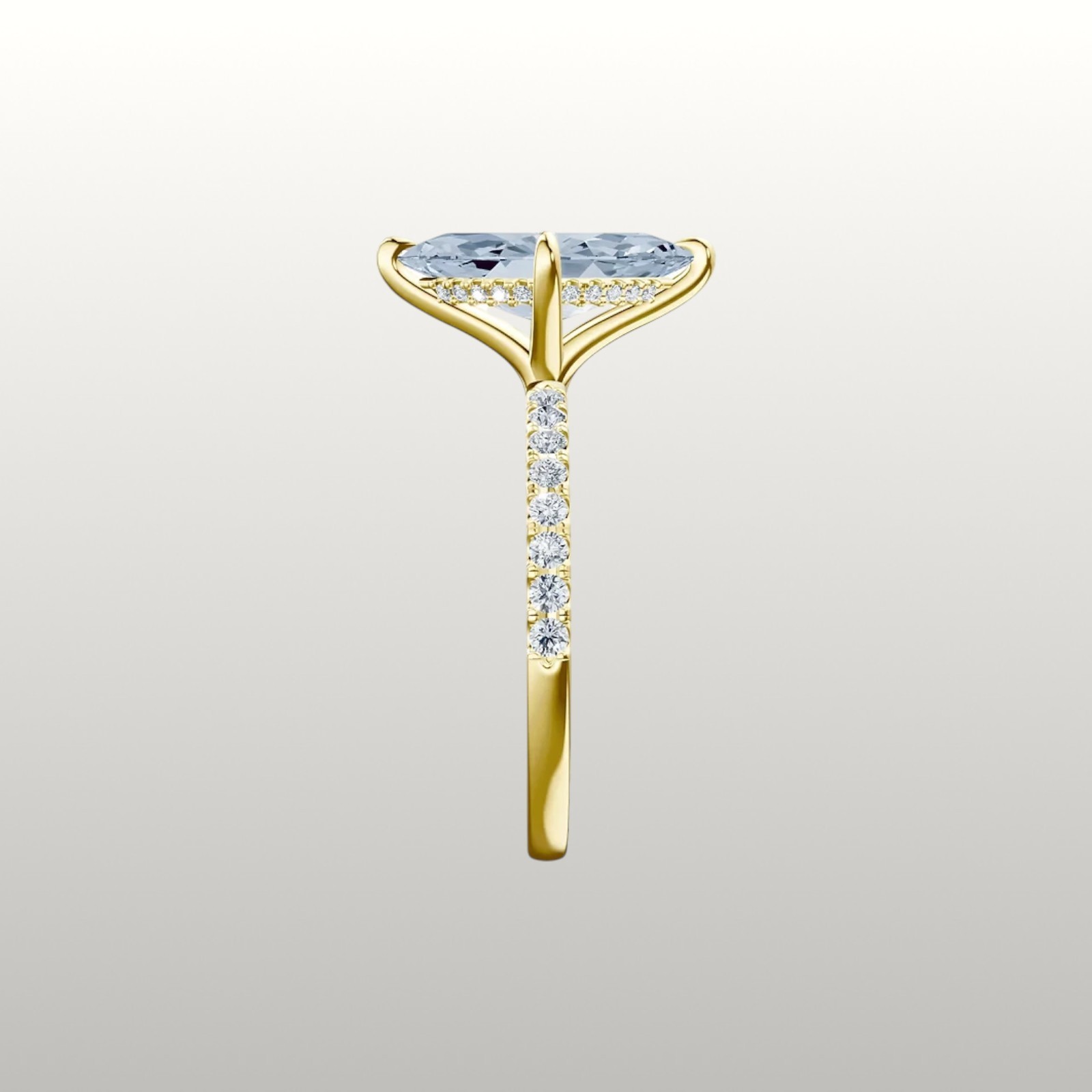 IGI Lab Grown Fancy Vivid Blue Diamond Ring 3.25 Ct Marquise Cut 14k Yellow Gold