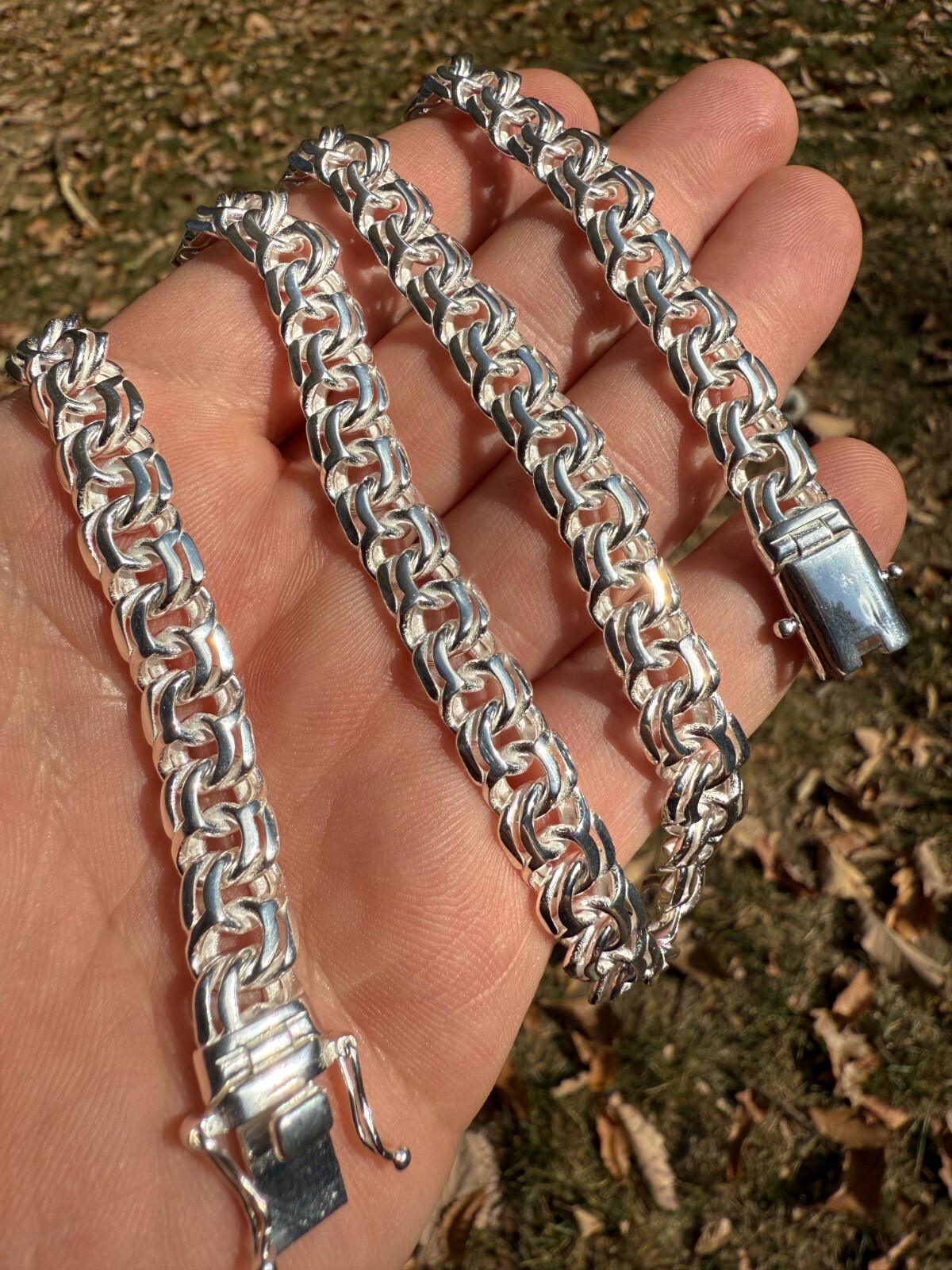 Real 925 Sterling Silver Handmade 9mm Cuban-Byzantine Chainmaille Chain Necklace