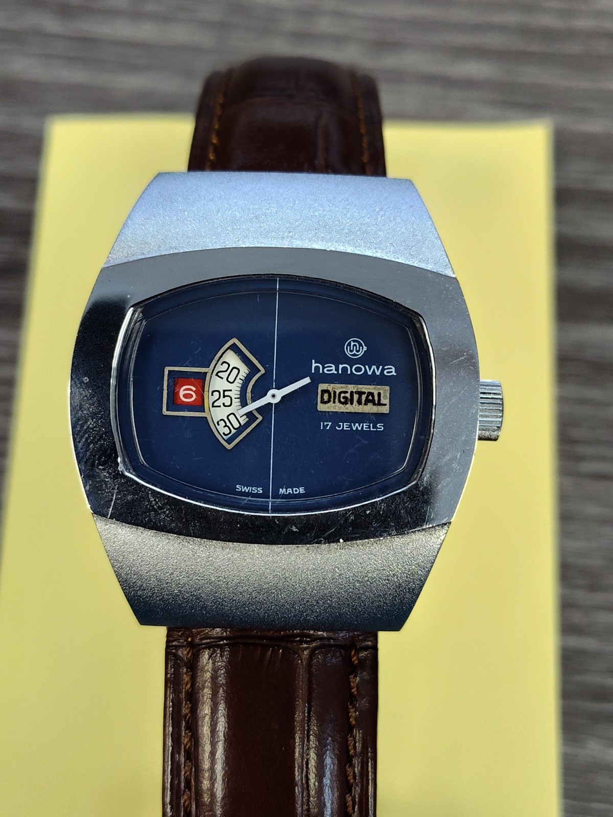 Hanowa Digital Jump Hour Men’s Watch Vintage 1970s Swiss Mechanical