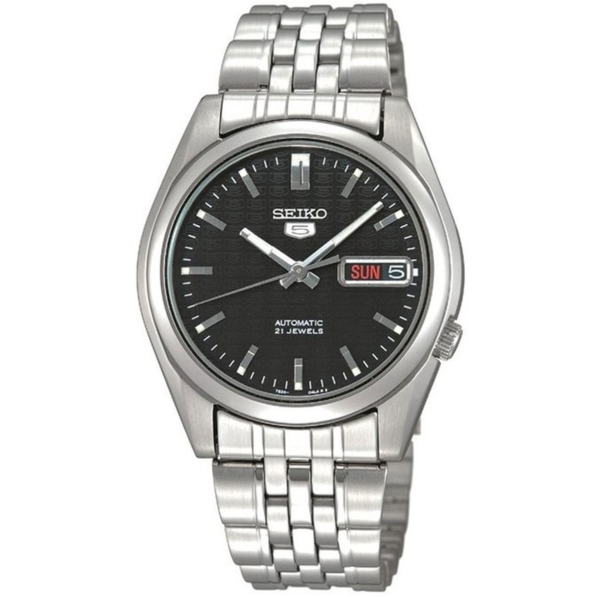 Seiko Men’s Watch 5 Sports Automatic Black Dial Silver Steel Bracelet SNK361K1