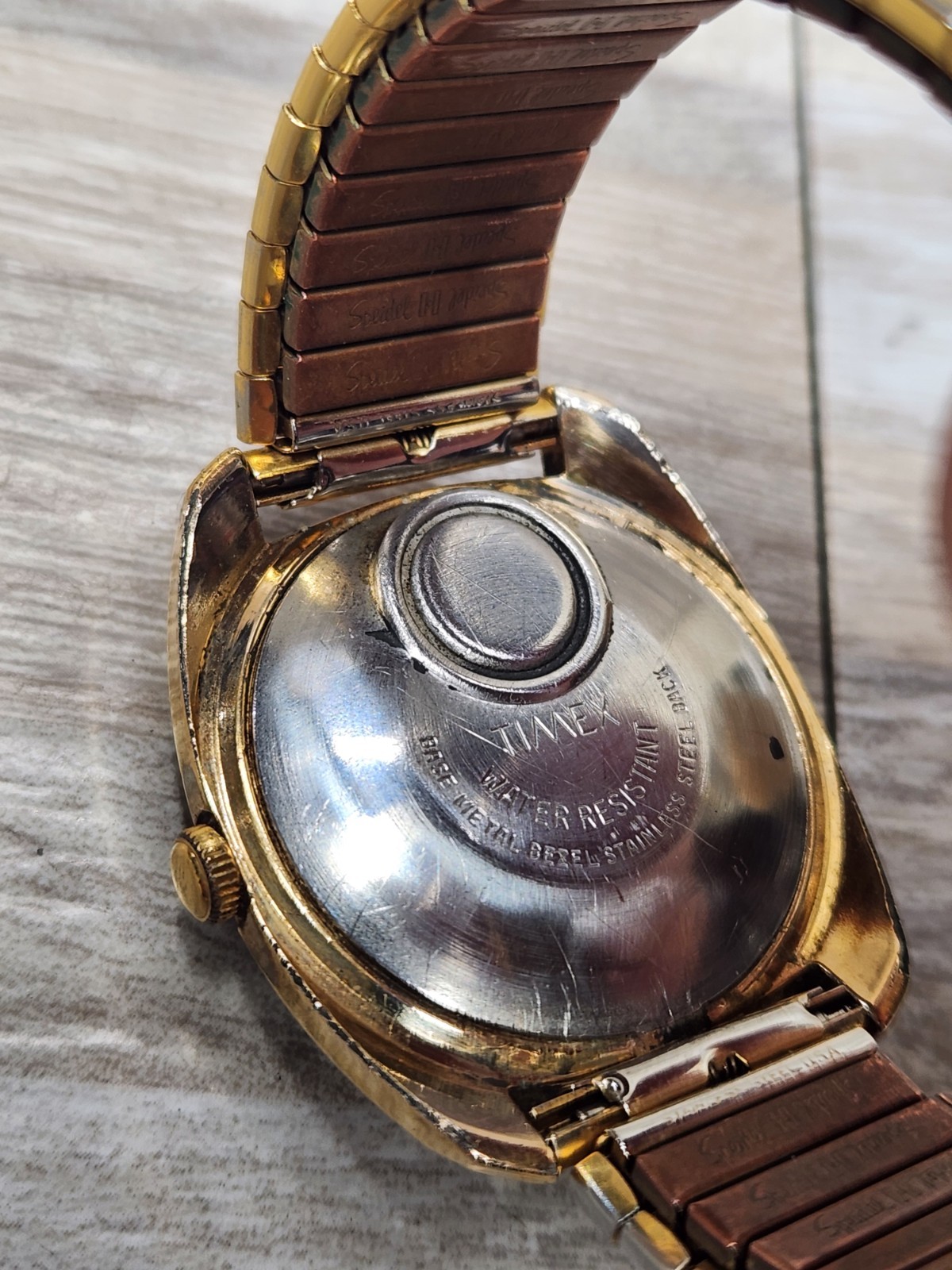 Vintage TIMEX Electric Dynabeat Men’s Watch. Gold Tone Case, 70’s, Working