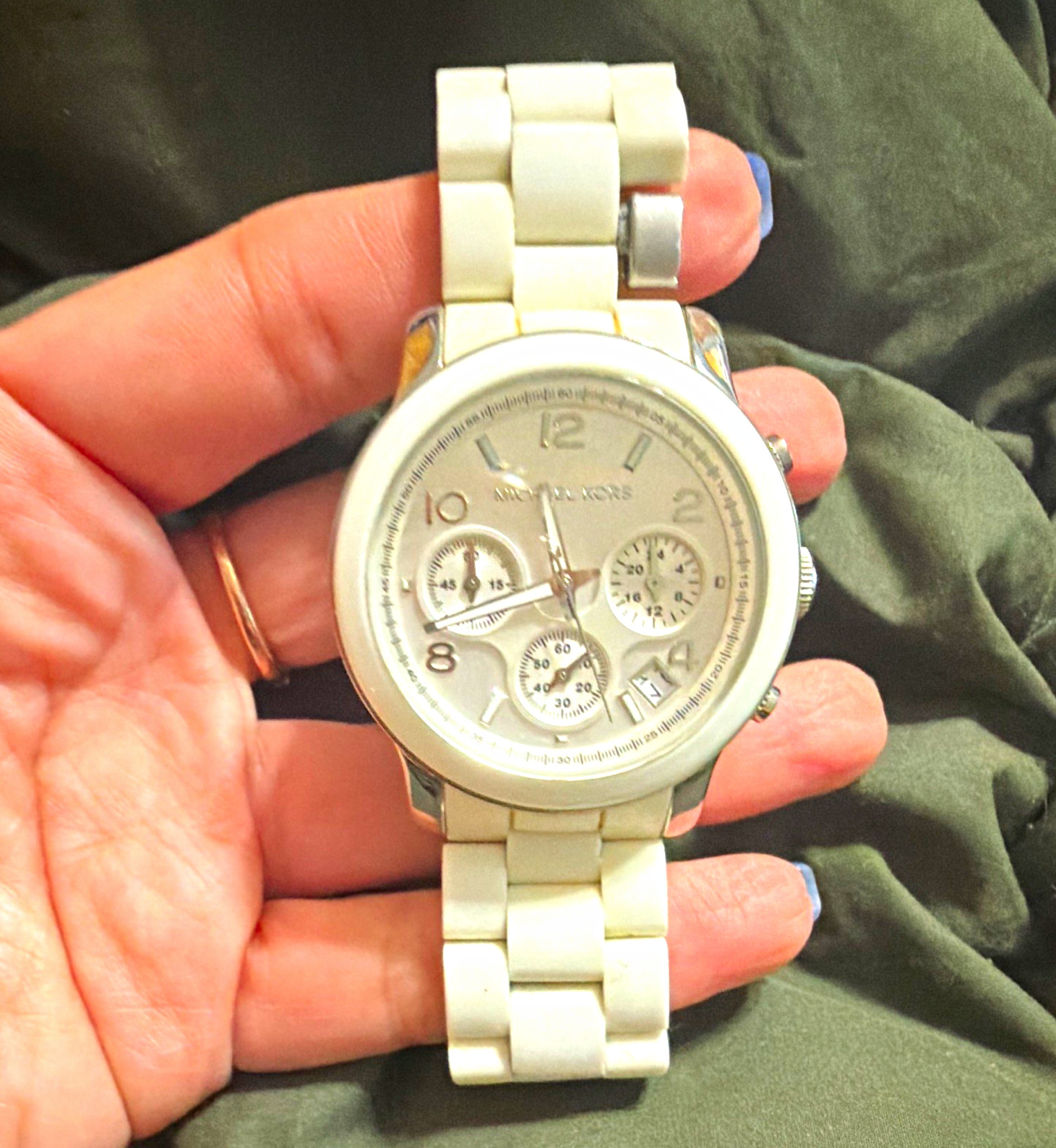 Michael Kors Women’s Chronograph Date Quartz 39mm White Dial SS Bracelet 10ATM