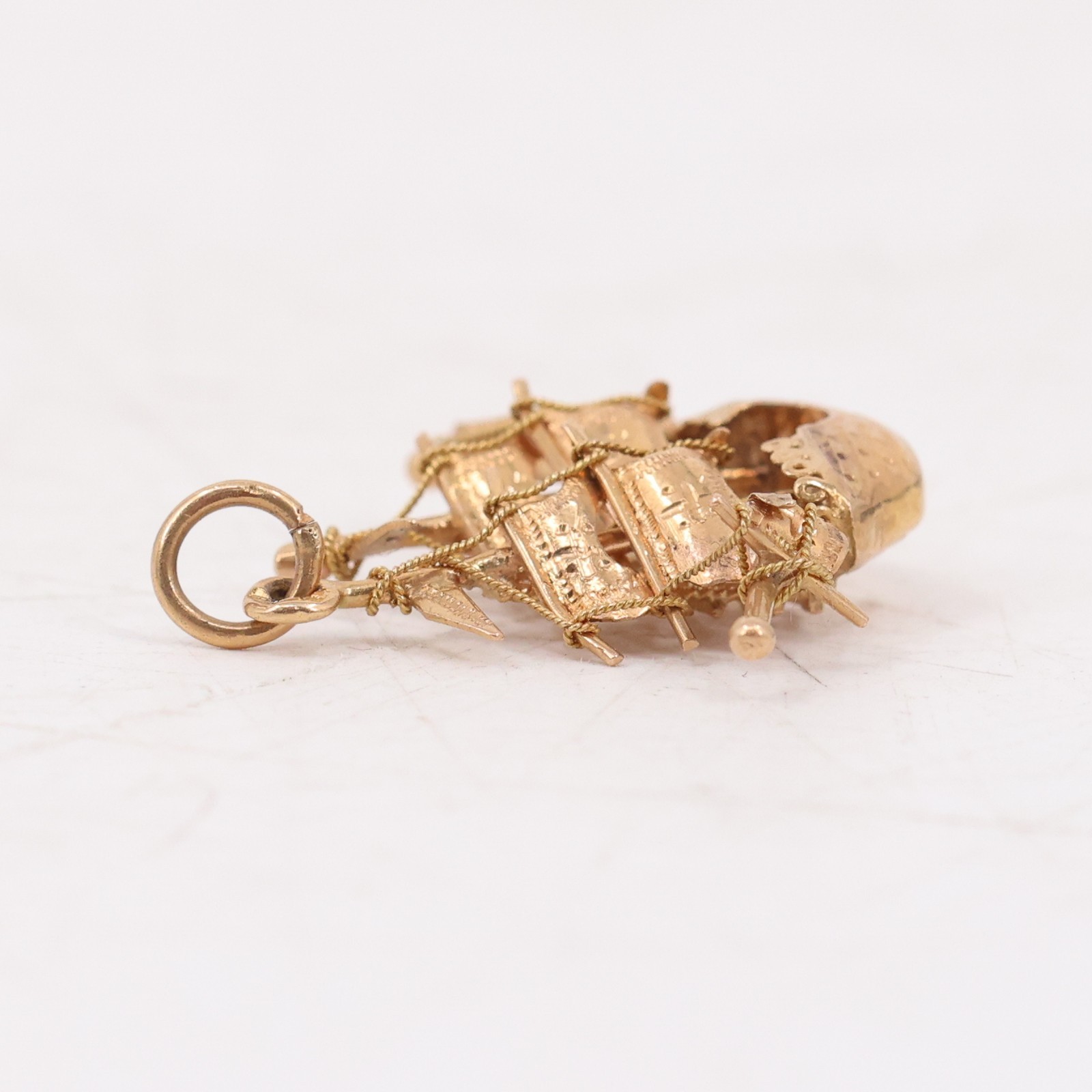 18KT Gold Karat 2.4 Grams Spanish Galleon Pirate Ship Charm Necklace Pendant