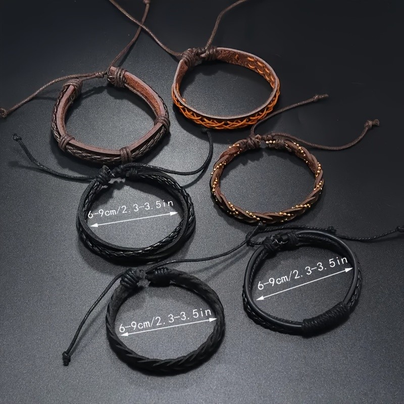 36Pcs Vintage Men Leather Braided Adjustable Bracelet Bulk Wholesale