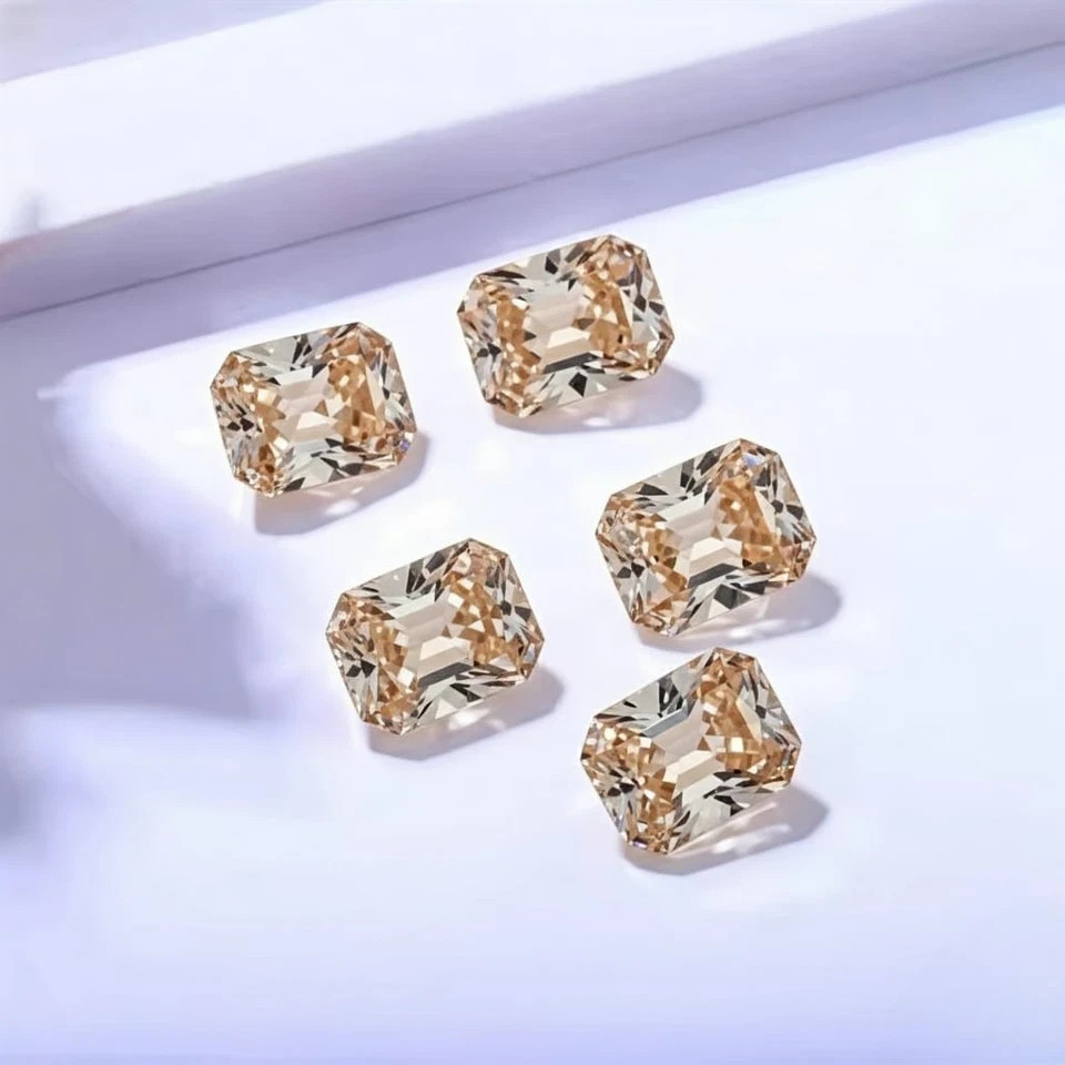 2 CT Fancy Light Champagne color, Radiant Cut, VVS1 Lab Grown Diamond 7×9 mm Gem
