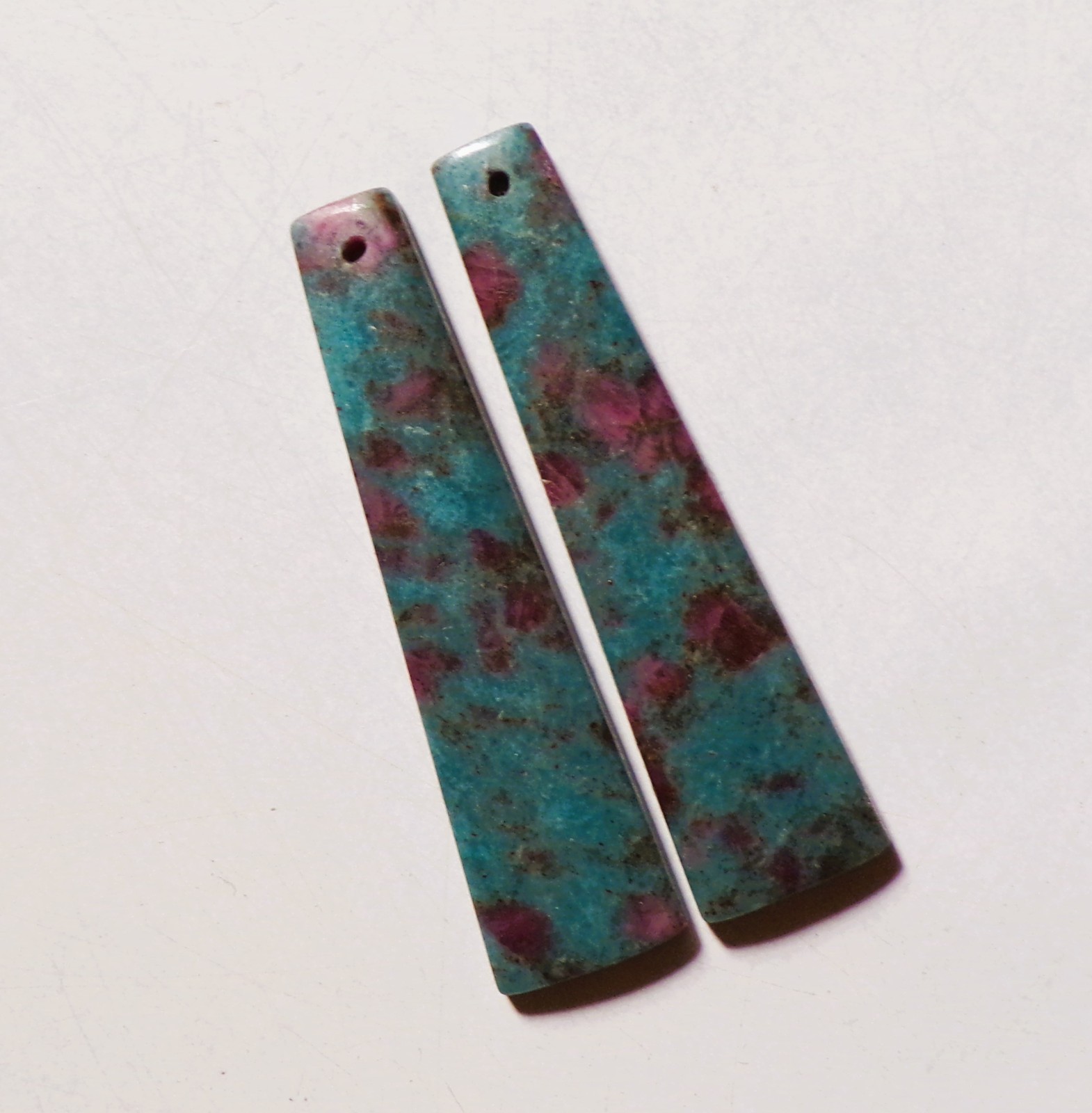 48.85 Cts Natural Kyanite Ruby Drilled Cabochon Match Pair Gemstone 47X11.5MM 44