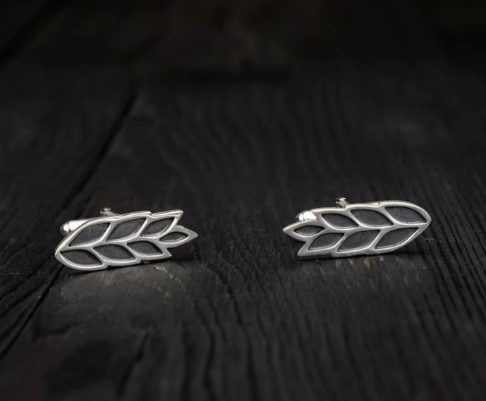 Silver Wheat Cufflinks for Groom, Ear of Wheat, Cufflinks for Men Wedding Gifts