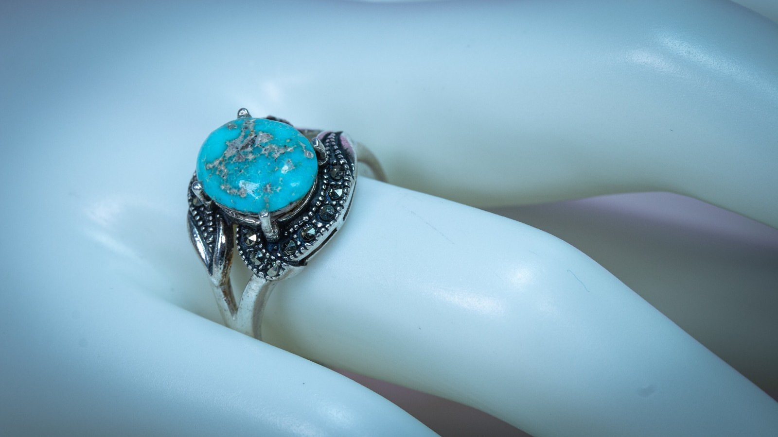 3Pc Jewelry Set for Women Ring Bracelet Necklace CZ Rhodium Persian Turquoise