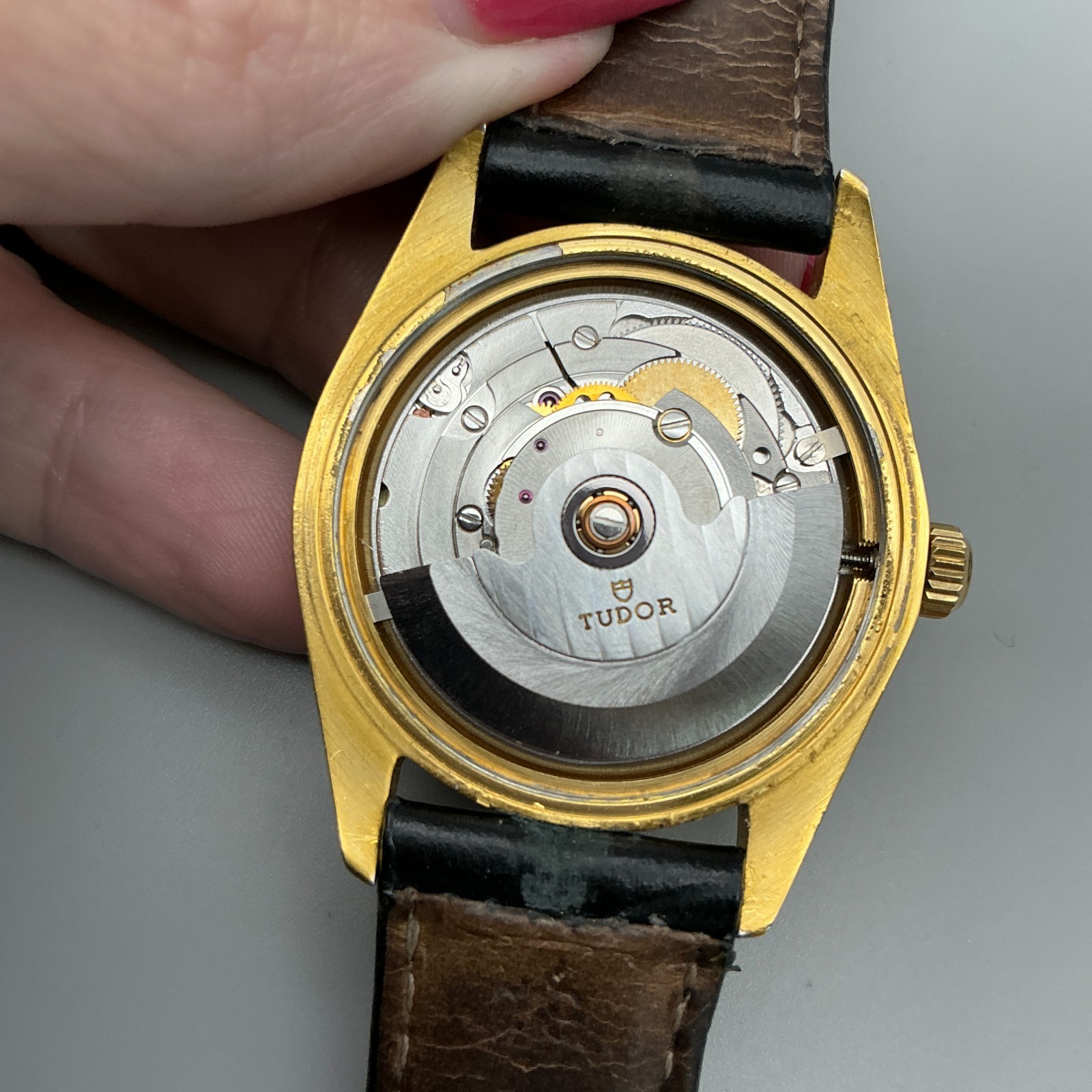 Vintage Tudor Prince Oysterdate Mens Watch 34mm Brown Dial Gold Plated Automatic