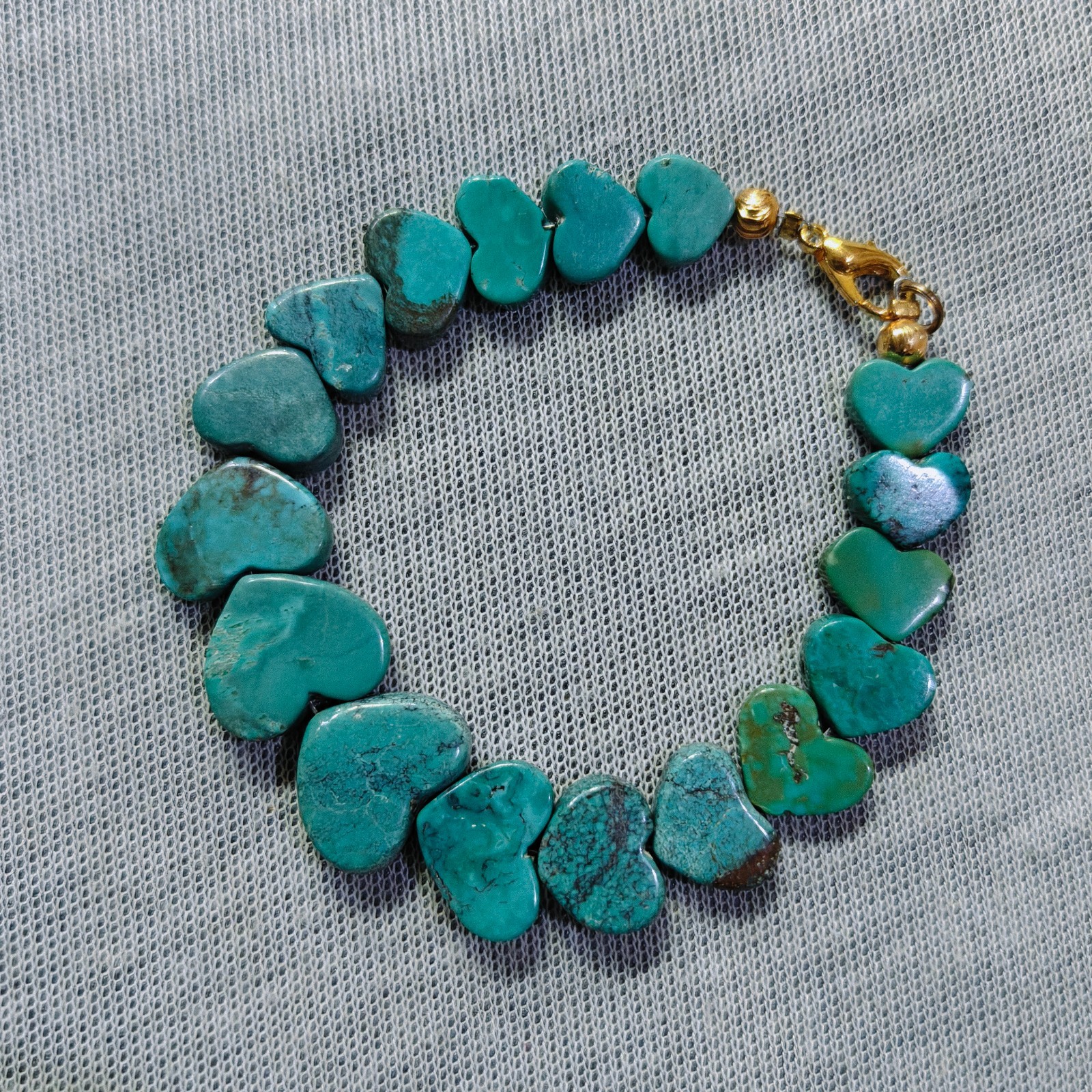 Turquoise Bracelet Gemstone Heart Shape Charm unisex Brass Handmade Jewelry