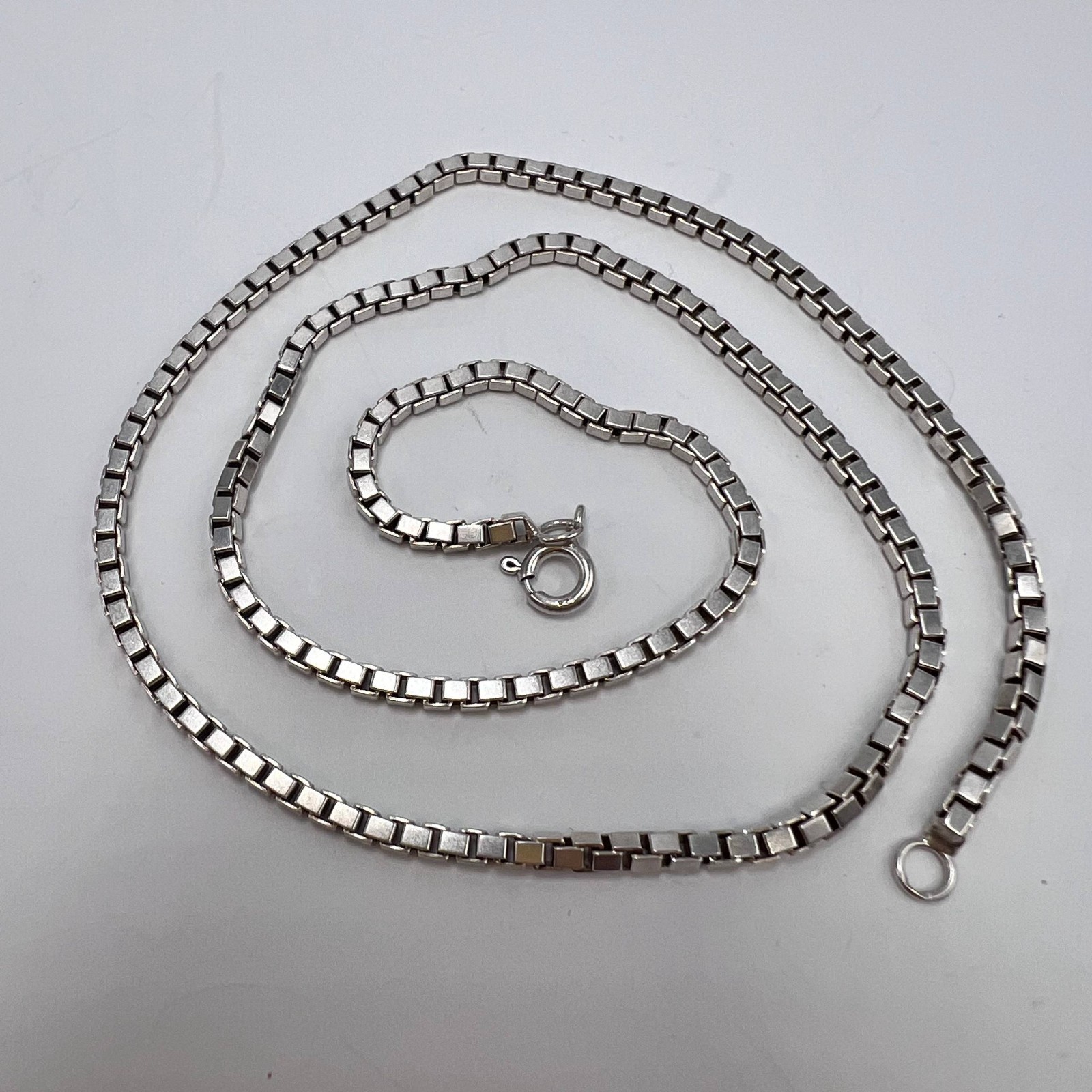 Vintage Sterling Silver 925 Box Chain Necklace 41cm Marked Unisex Jewelry 11.3g
