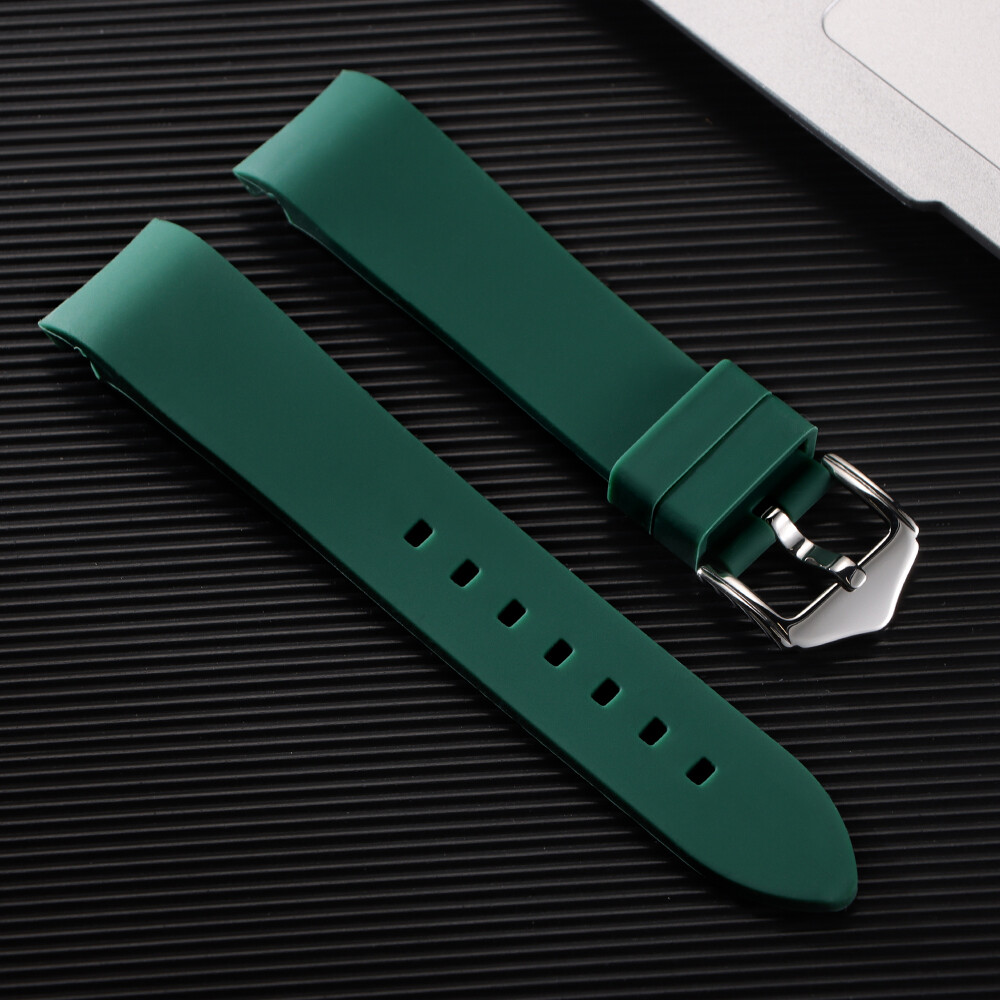 Curved End Watch Band Soft Silicone Rubber Strap Universal 18/19/20/21/22/24mm