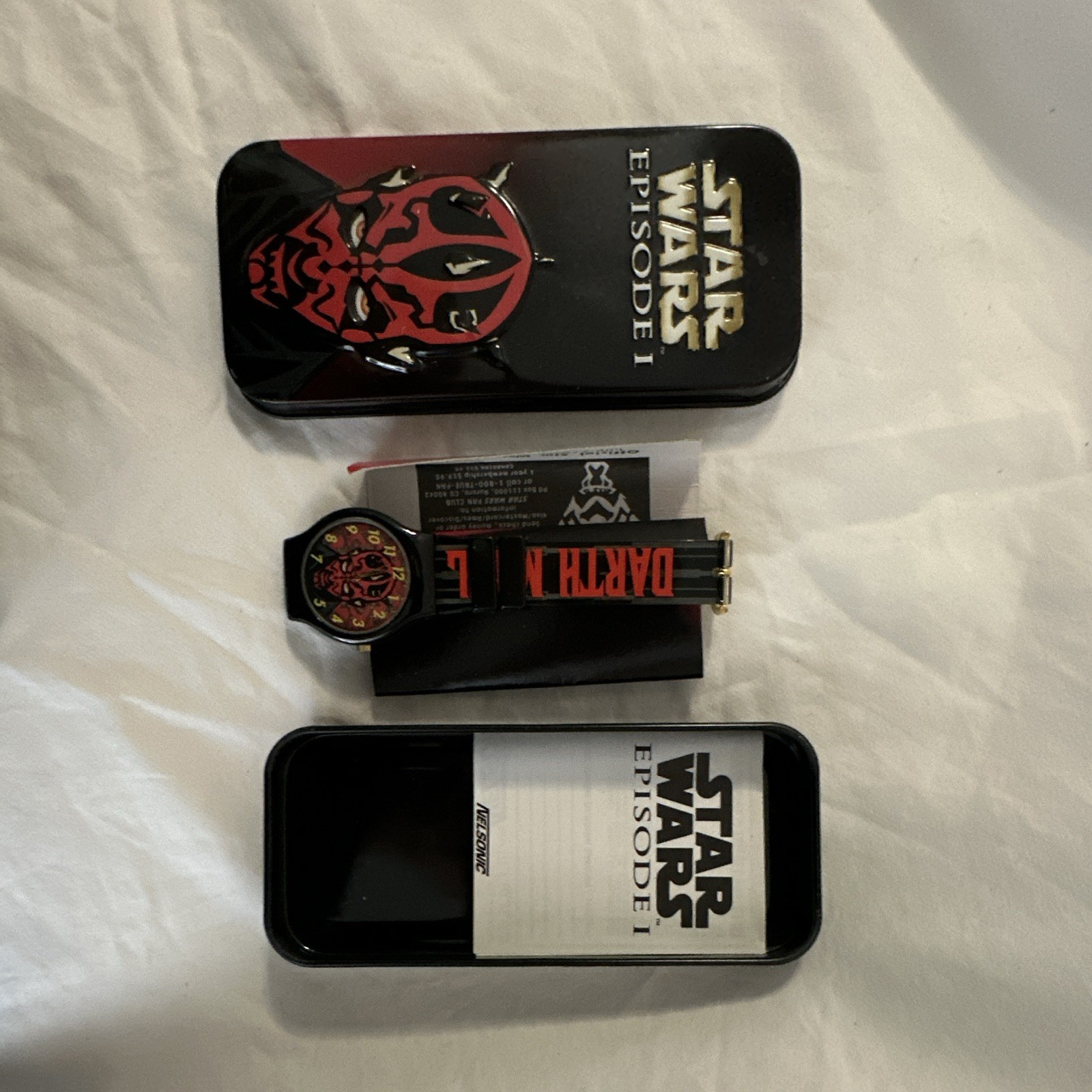 Nelsonic Star Wars Episode I Darth Maul Kids Quartz Analog Watch Tin Box