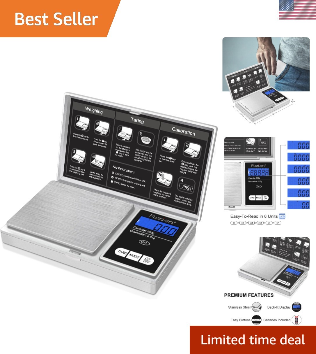 Lightweight 200g Digital Scale with Tare Function – Perfect for Herbs & Jewelry