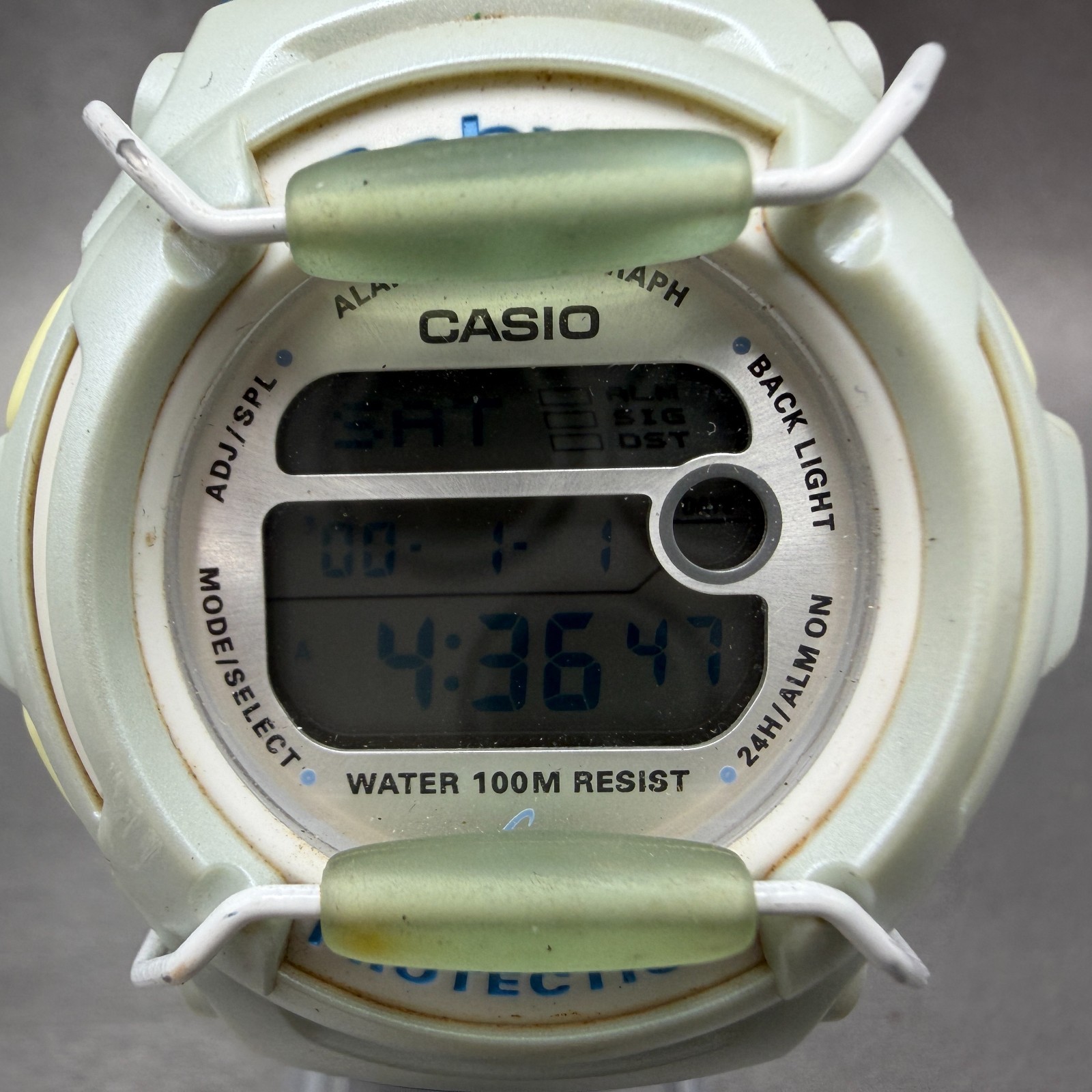 Casio Baby-G Watch 43mm Blue White Alarm Chronograph Round BG-153 New Battery