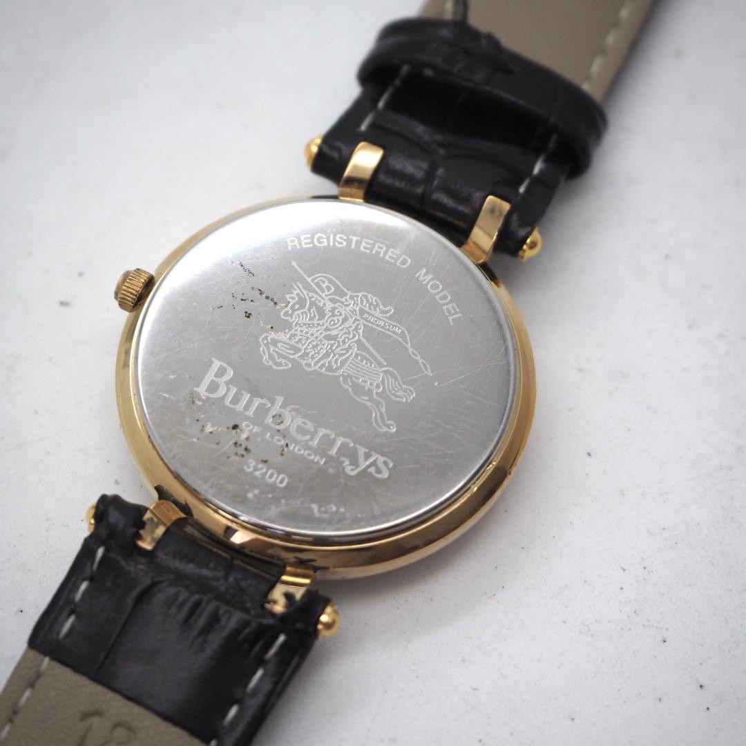Burberry 3200 Men’s Quartz Watch Gold White Roman Dial Japan 0714639