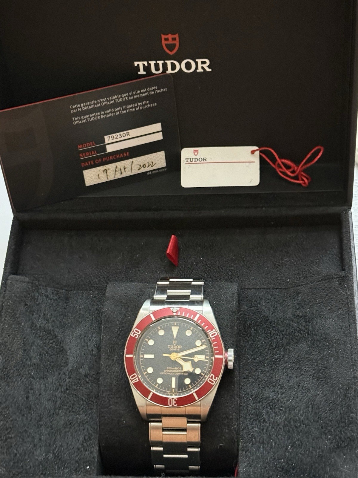 TUDOR Black Bay Red Bezel Black Dial 41mm Auto 200m Chronometer Box/Papers