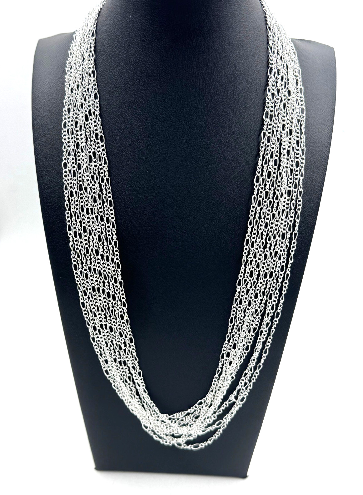LOT OF TEN (10) Italian Figaro 2mm Chain Necklaces 24″ Sterling Silver