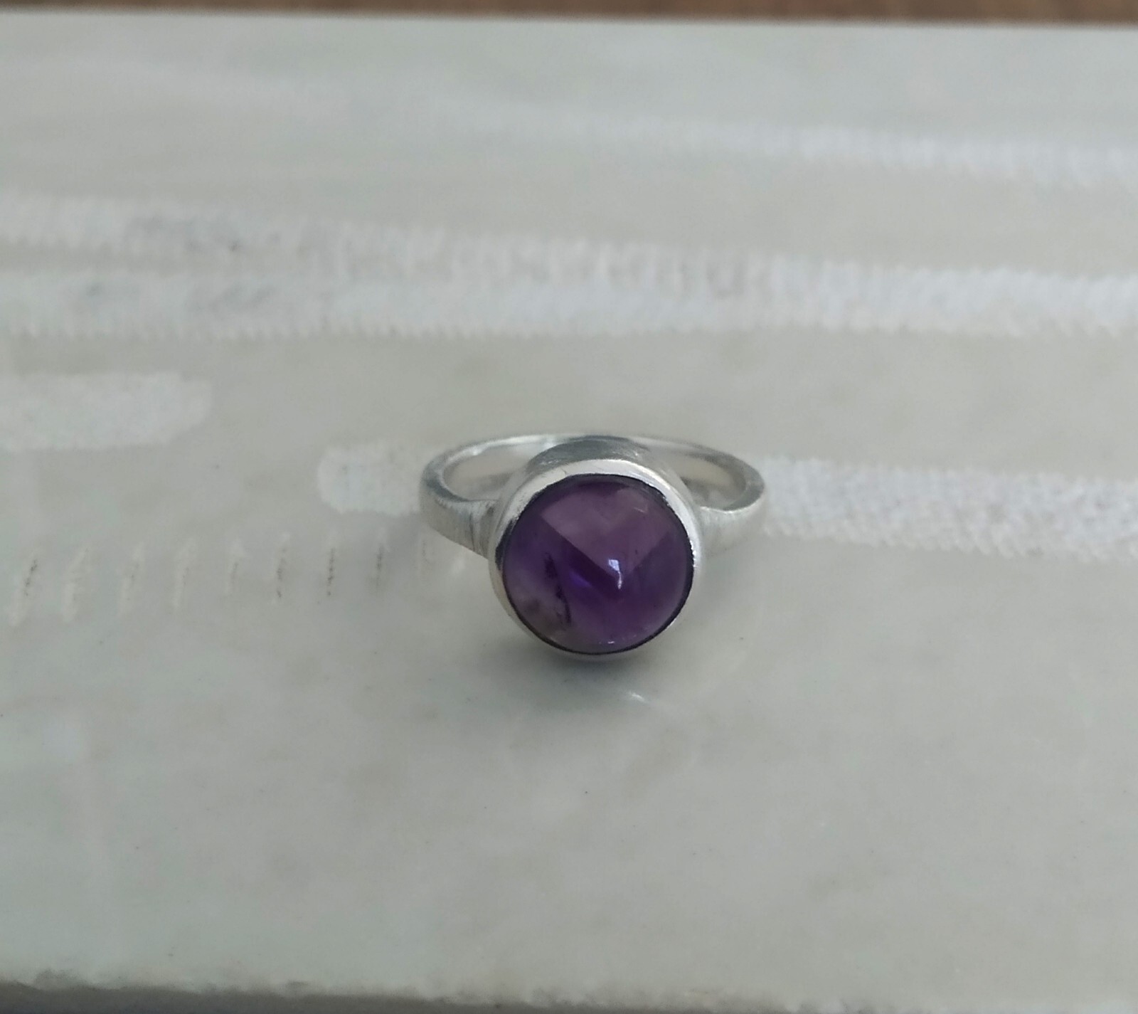 Solid 925 Sterling Silver Natural Amethyst Gems Ring Jewelry S US 5 VJ-417