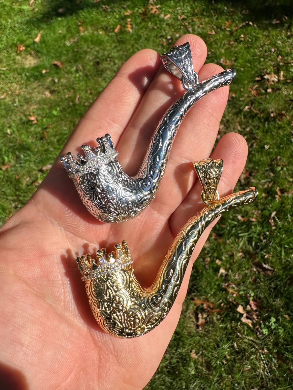Fully Functional Tobacco Pipe Pendant MOISSANITE Real 925 Silver Iced Hip Hop