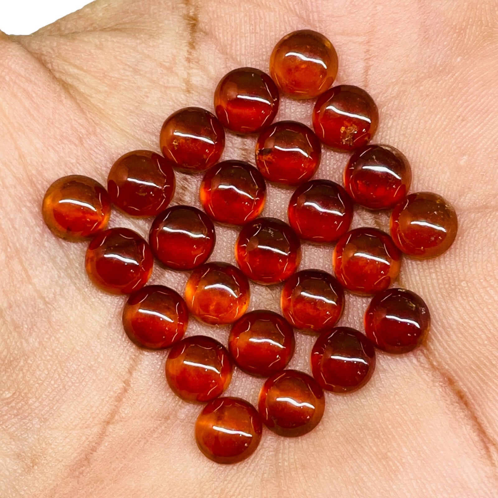 24 Pcs Natural Hessonite Garnet 7mm Round Untreated Loose Untreated Gemstones