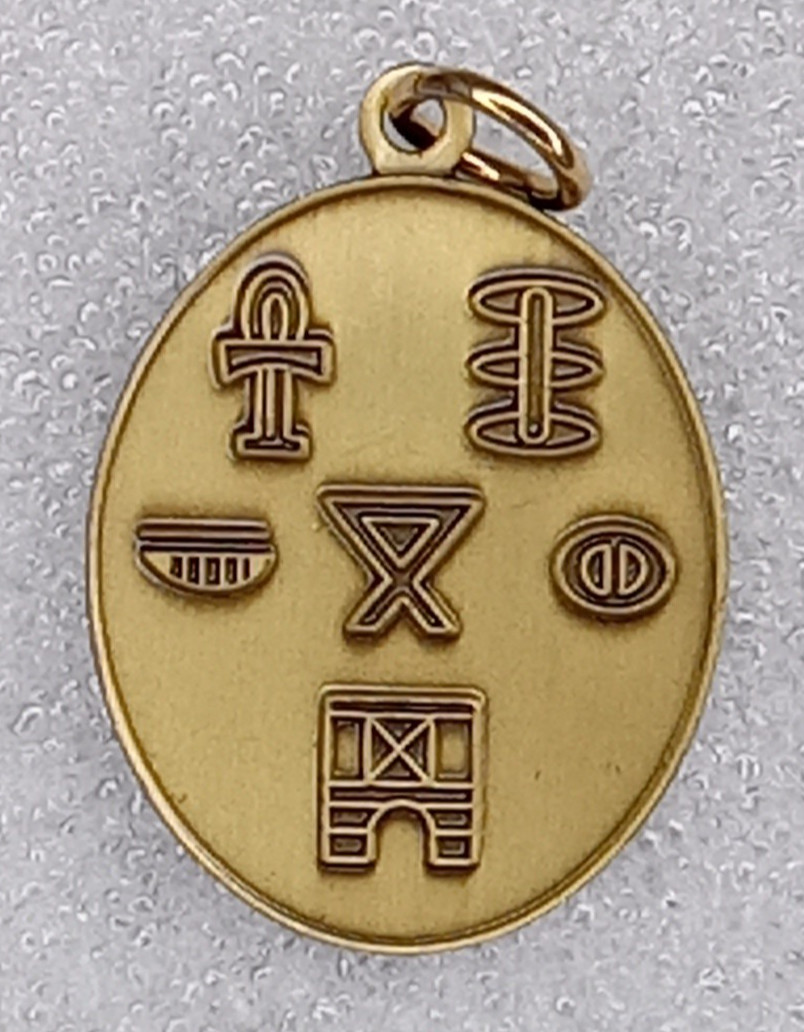 Egyptian Symbols Hieroglyphs Ankh Djed Pillar Pendant Charm Vintage