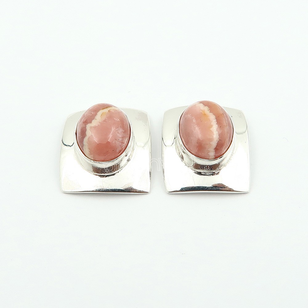 gr8onyou | Ethically Originated Sterling Silver Rhodochrosite Earrings Hallmarked