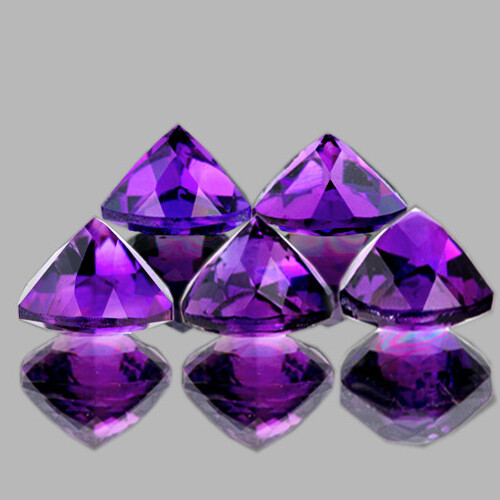 7.00 mm 5 pcs Trillion AAA Fire Natural Intense Purple Amethyst (Flawless-VVS)