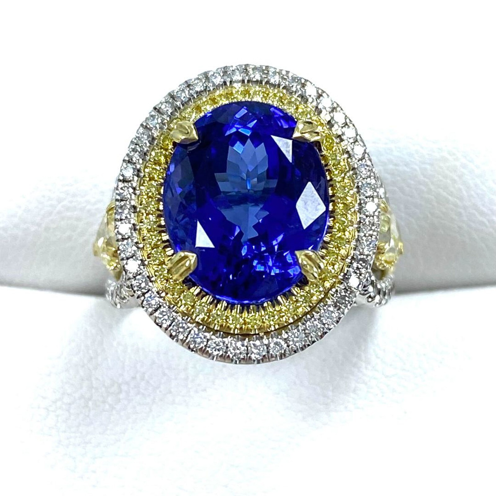GIA 7.71CT Oval Brilliant Cut Tanzanite Diamond Ring 14k White Gold 9.59 TCW