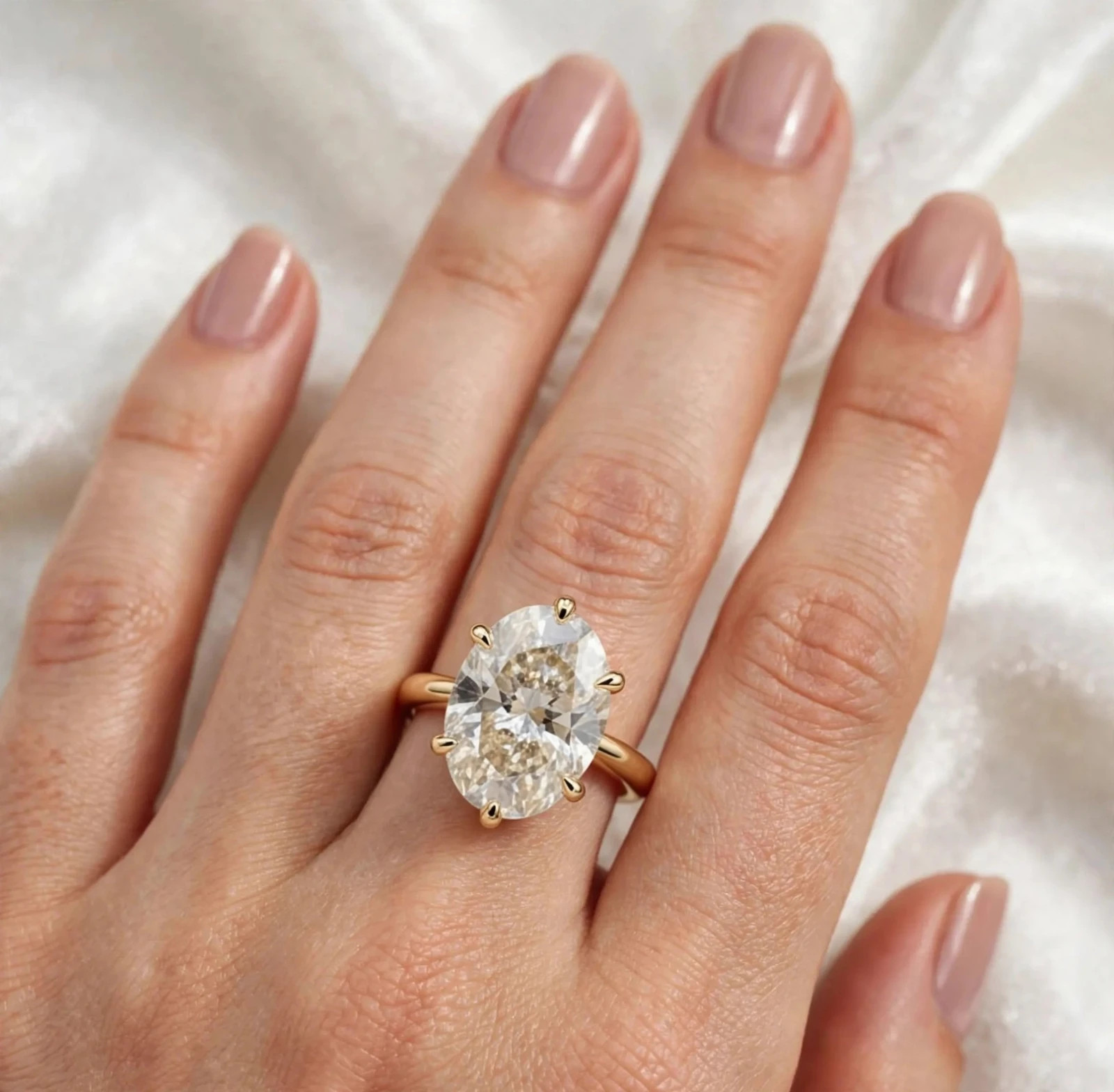 2.0Ct oval Cut moissanite Six prong Solitaire Engagement Ring 14k gold Plated