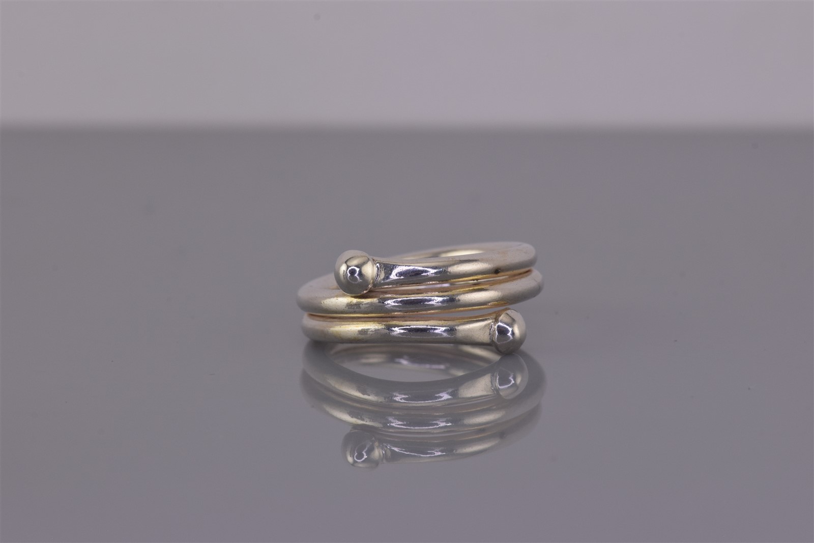 Sterling Silver 11mm Coiled Beaded Tipped Solid Band Ring 925 Sz: 7