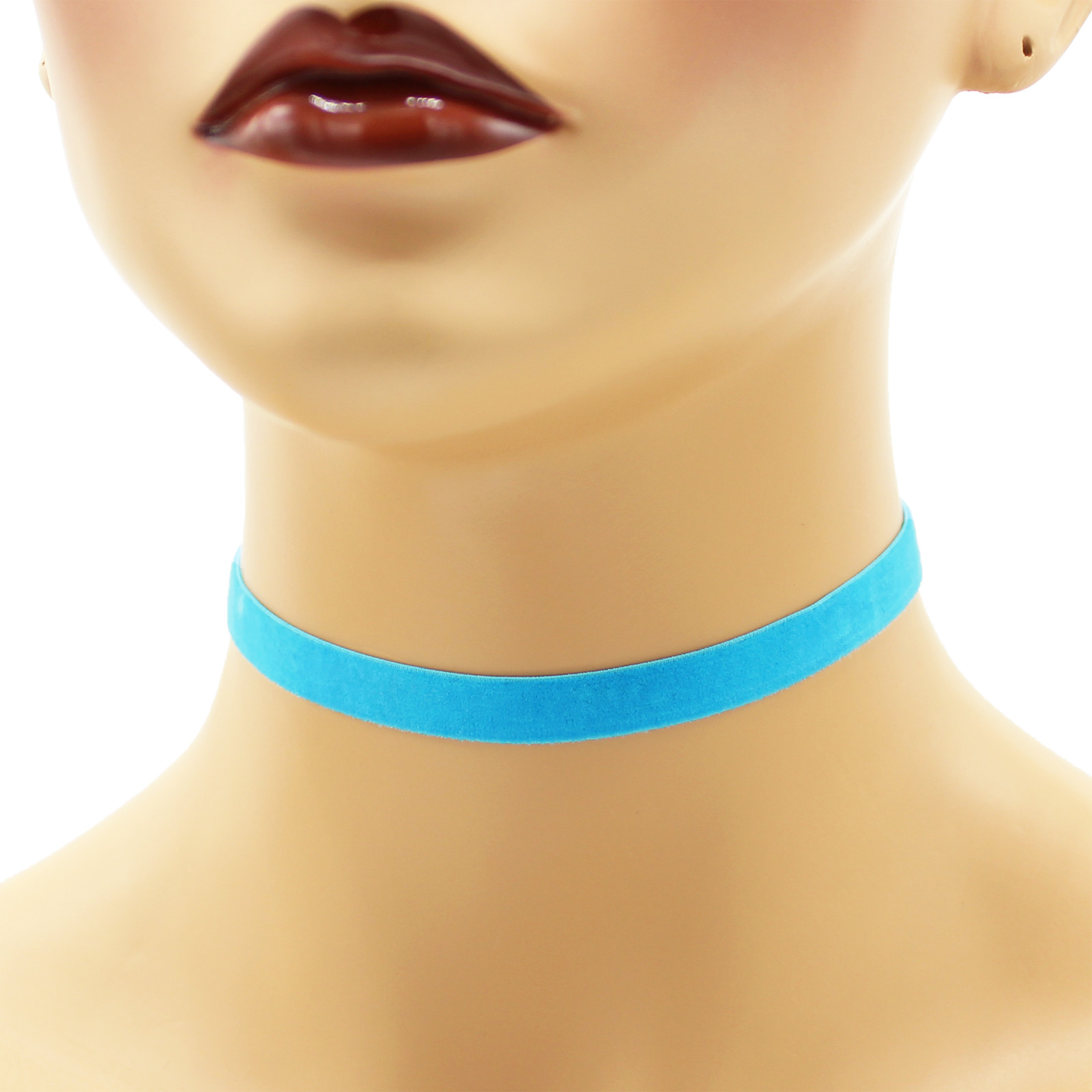 Teal Velvet Choker 3/8 inch (9 – 10 mm) wide custom adjustable ribbon necklace