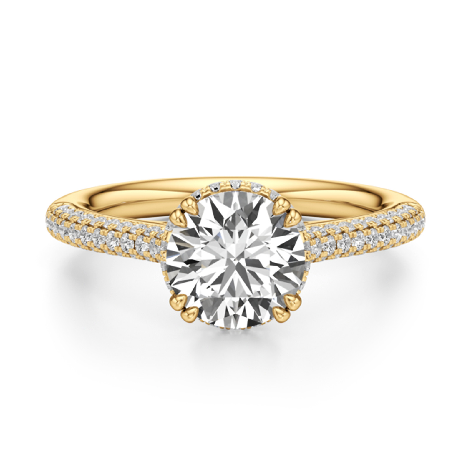 Diamond Engagement Ring 2.75 Ct Lab Grown E F VVS 14K Yellow Gold IGI Round Cut