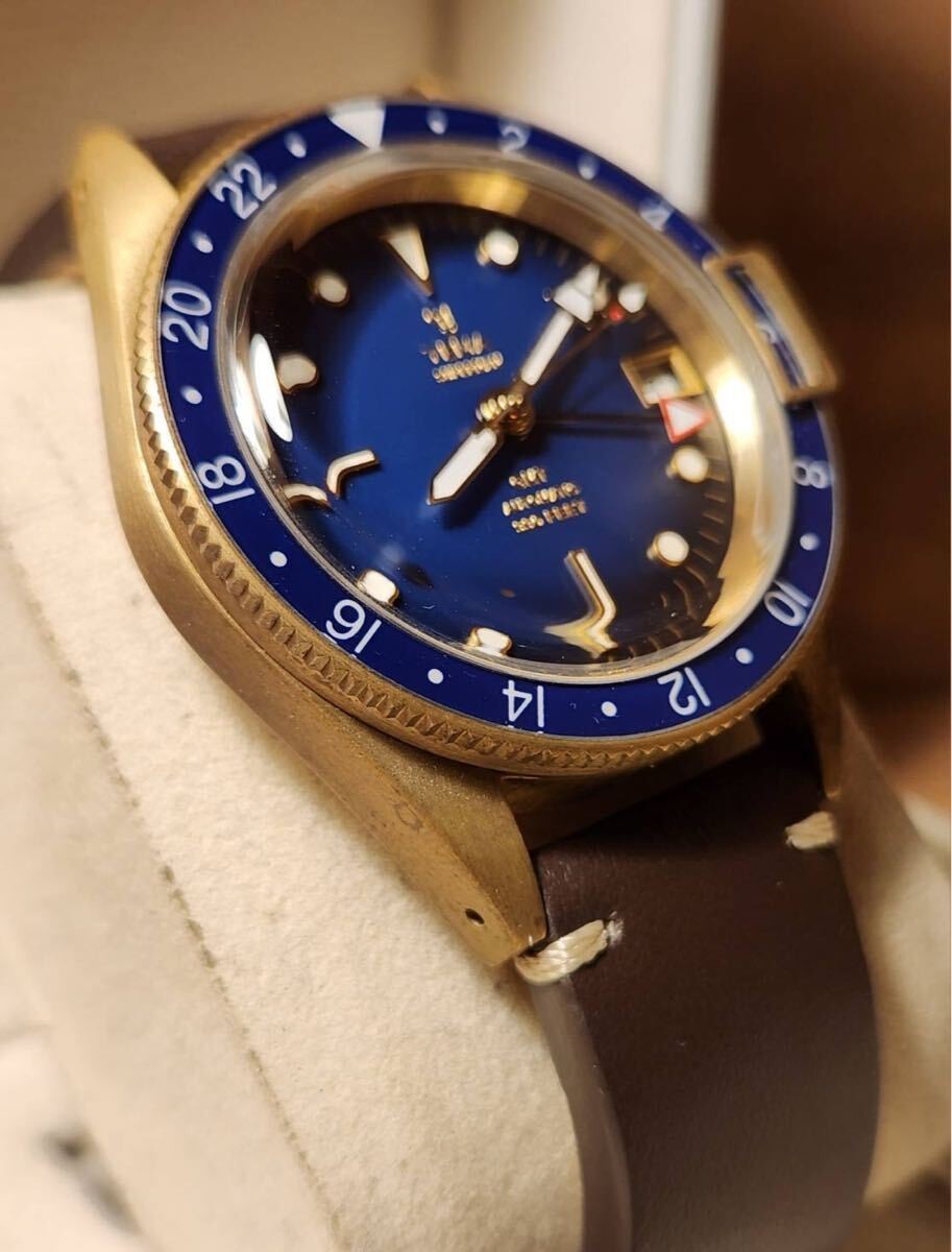 YEMA Superman GMT Bronze Limited 1948pcs Blue Dial Automatic Watch Box Card