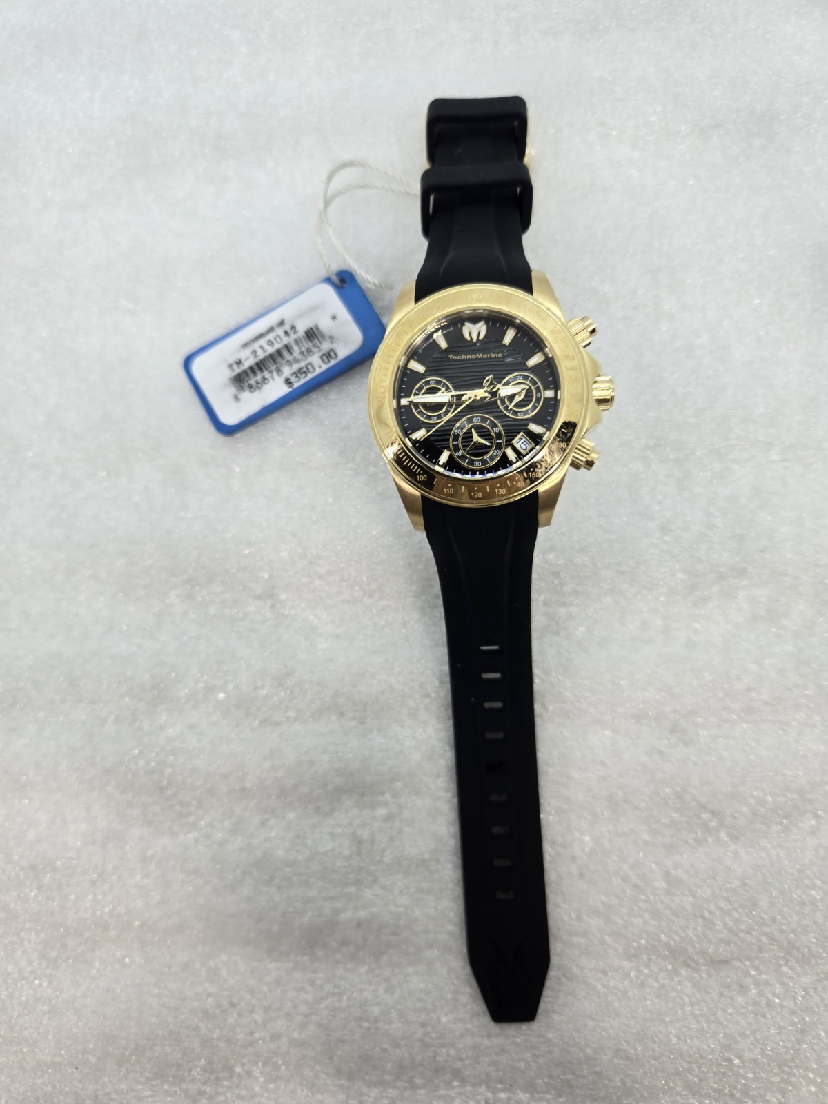 TechnoMarine Manta Ray TM-219042 Gold Black Silicone Watch FAST FREE SHIPPING a