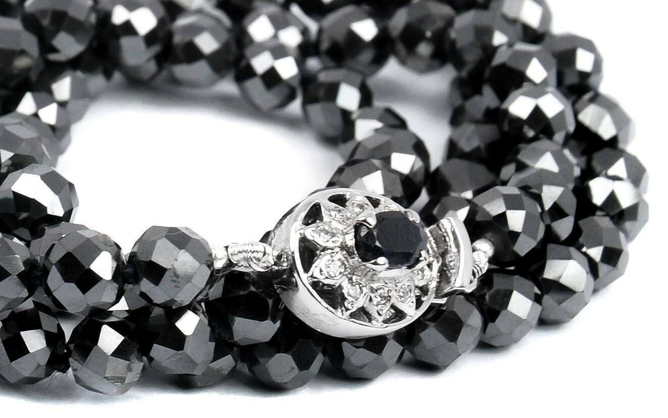 10 mm 20 Inch Black Diamond Necklace With 925 Silver Clasp With Certificate