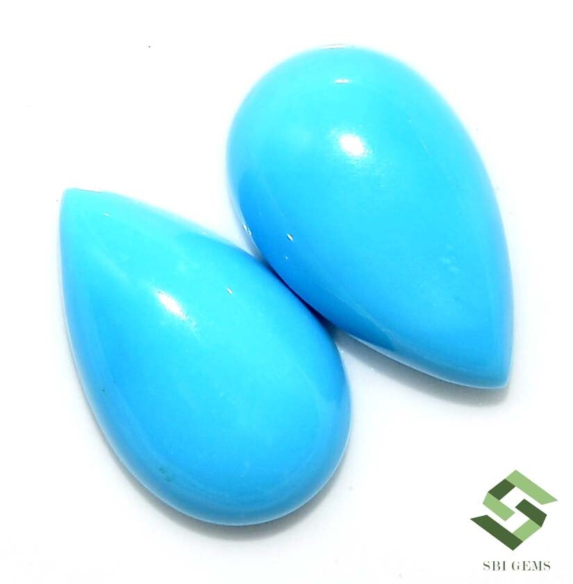 13×8 mm Natural Sleeping Beauty Turquoise Pear Cabochon Pair 6.26 CTS Loose Gems
