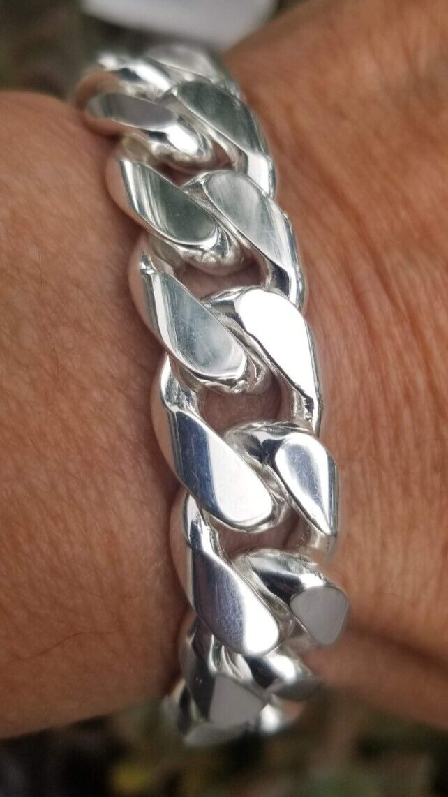 925 sterling silver bracelet / esclava de plata 925 cuban link 102.7g 8.5″ 15mm